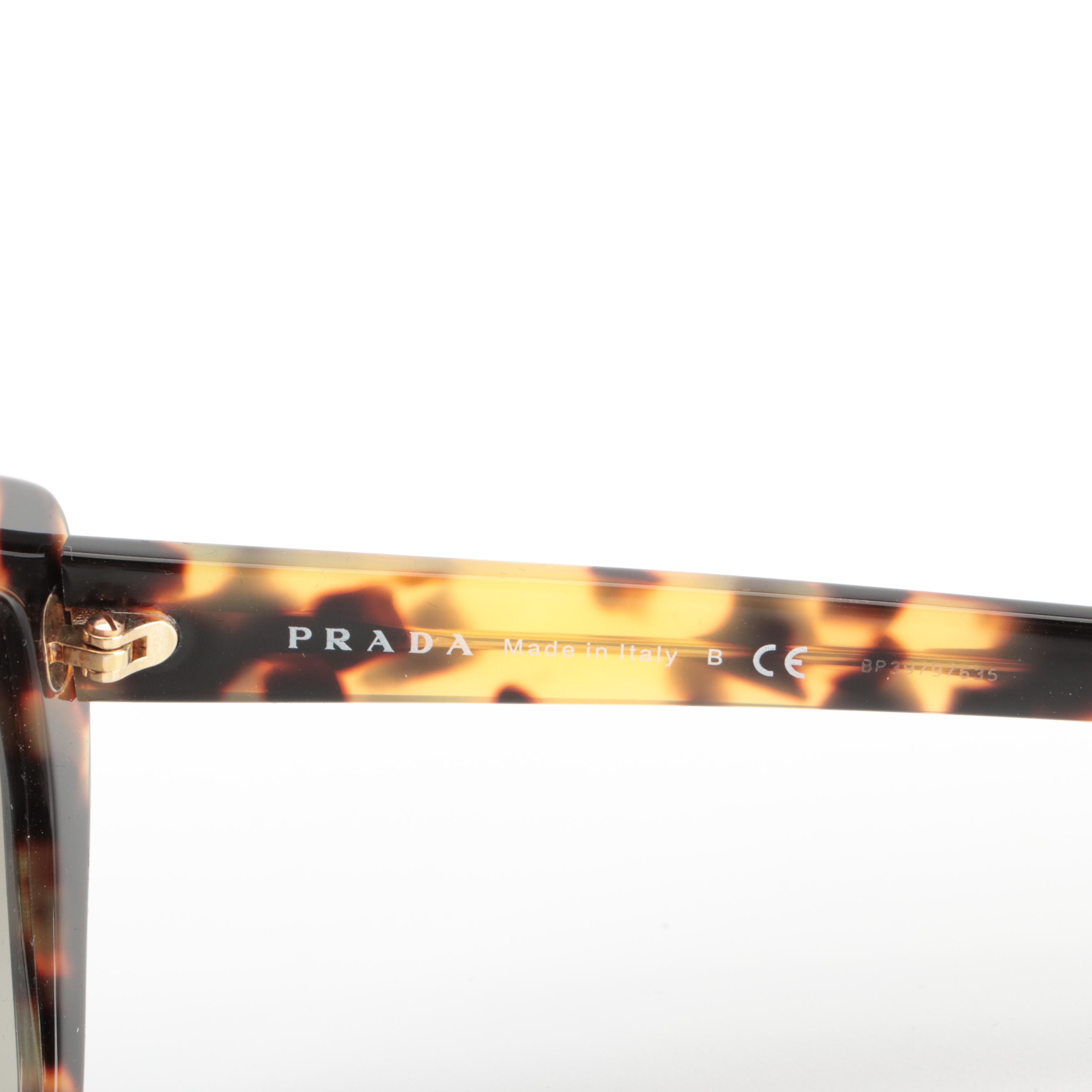 Prada SPR 08X Oversized Geometric Sunglasses with Case and Box