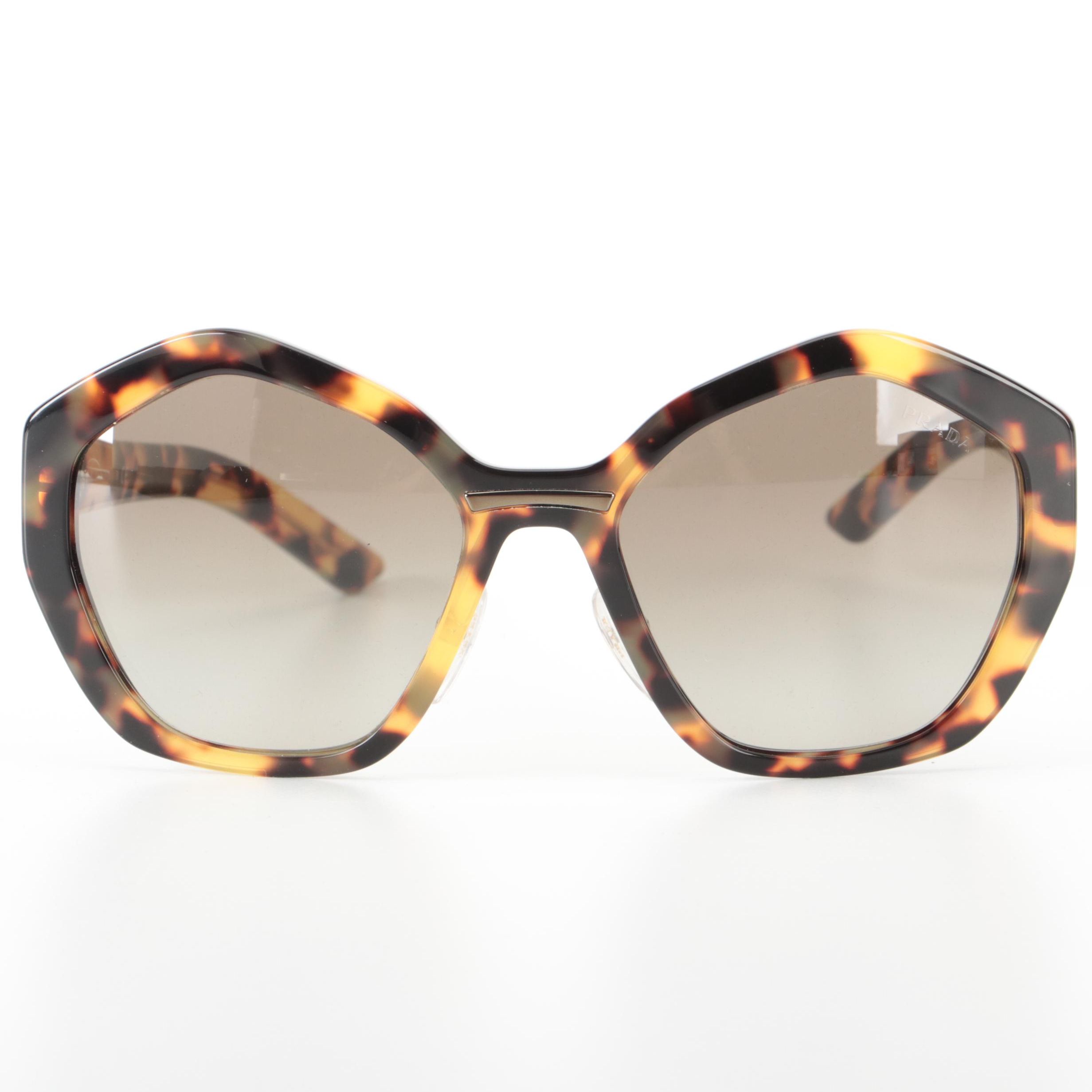 Prada SPR 08X Oversized Geometric Sunglasses with Case and Box