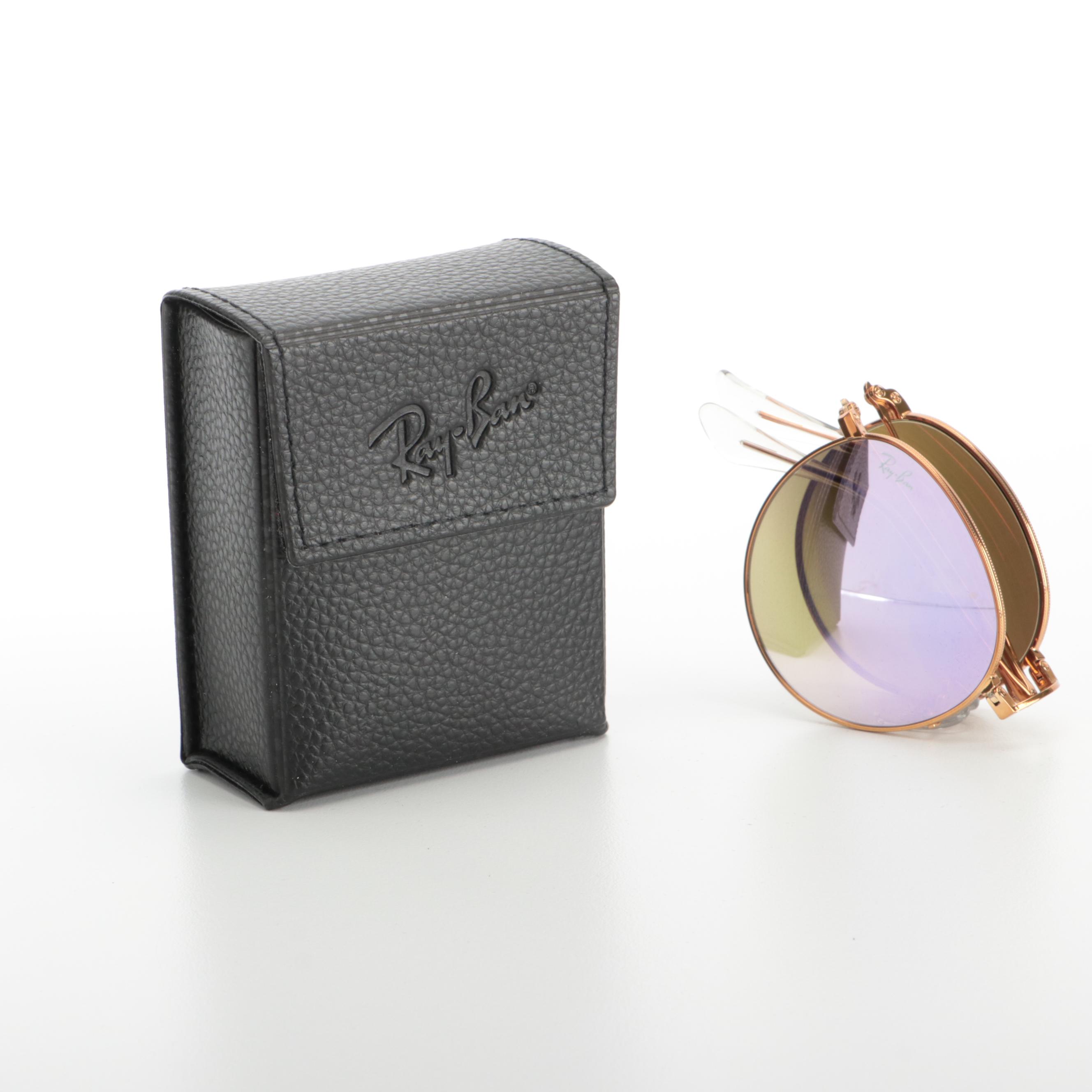 Ray-Ban RB3532 Round Flat  Folding Sunglasses with Case