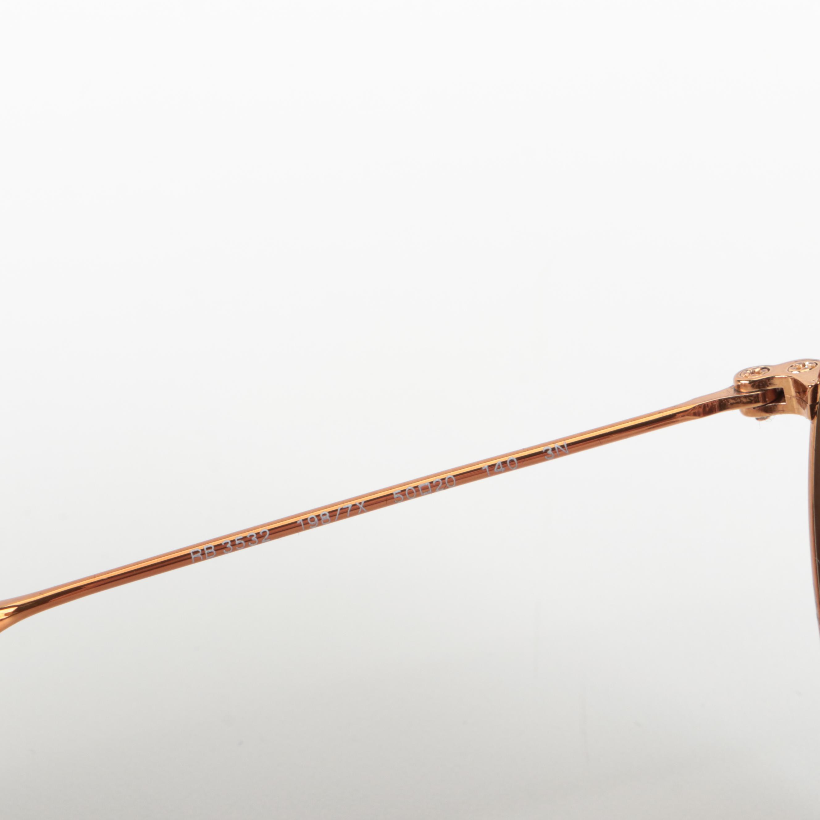 Ray-Ban RB3532 Round Flat  Folding Sunglasses with Case