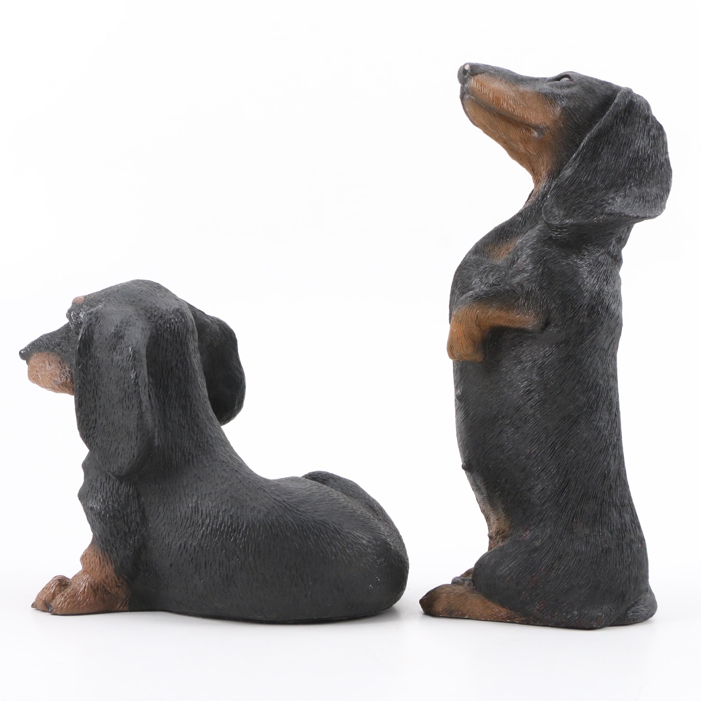 Sandicast and HomCo Cast Resin Dachshund Figurines, 1990s