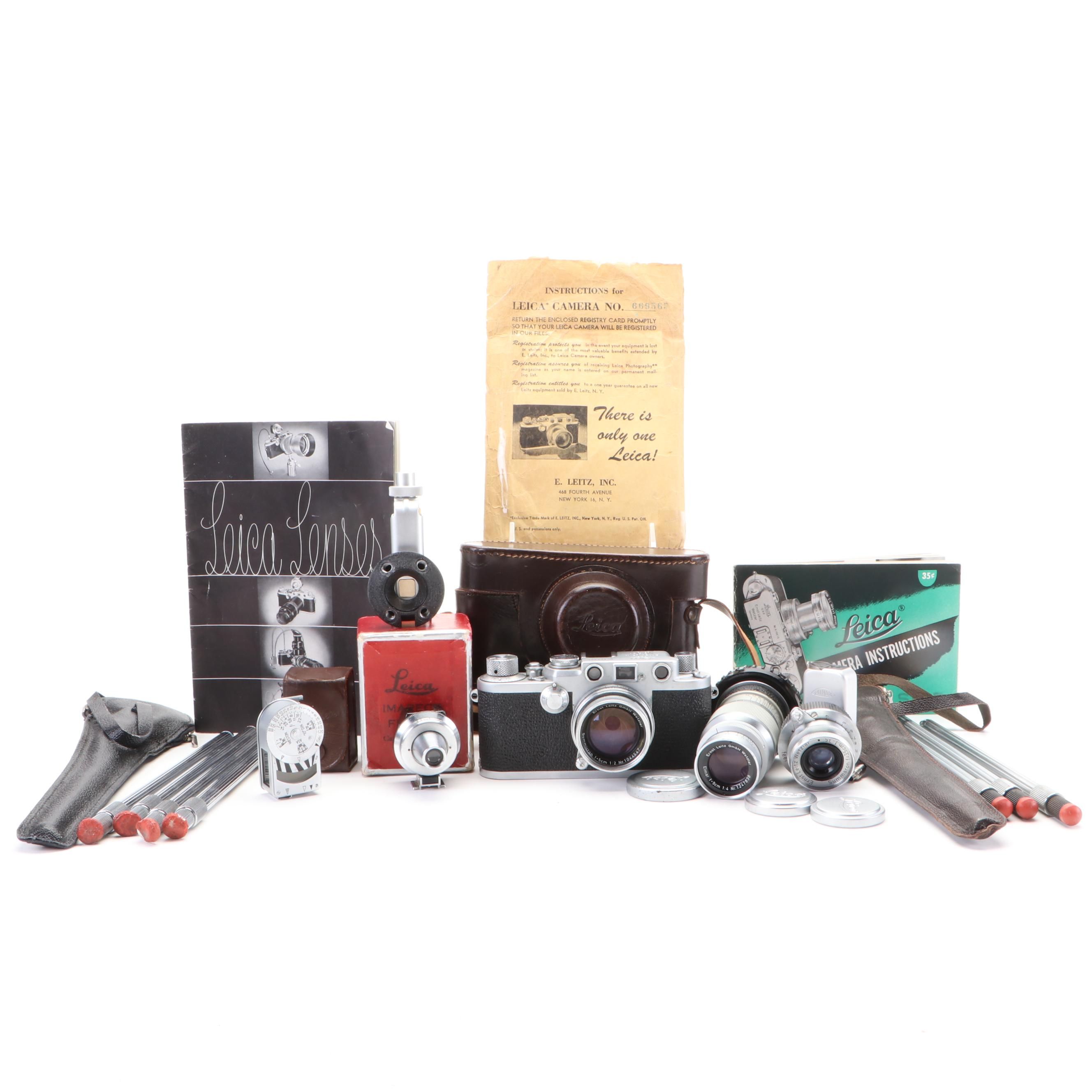 Leica Ernst Leitz IIIF Camera, Leica Lenses, Light Meters and Accessories