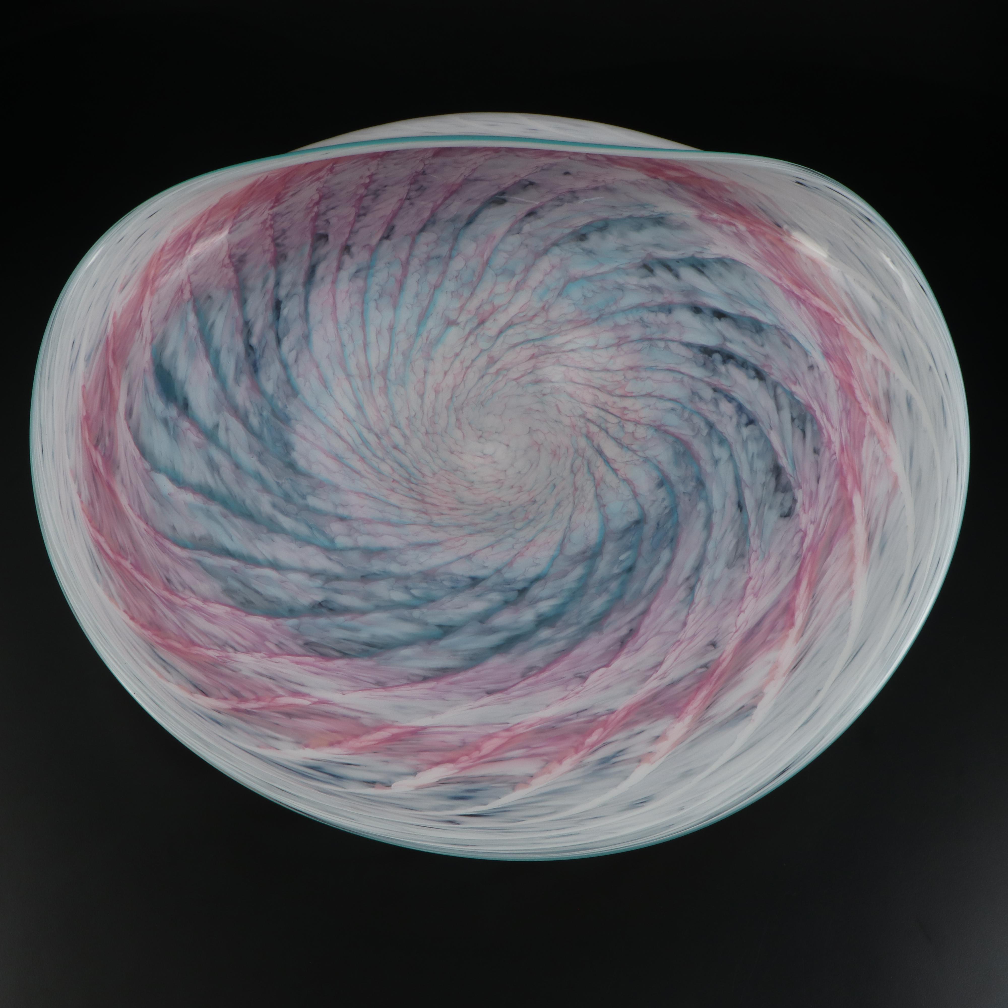 Cliff Goodman Polychrome Abstract Freeform Studio Art Glass Centerpiece Bowl