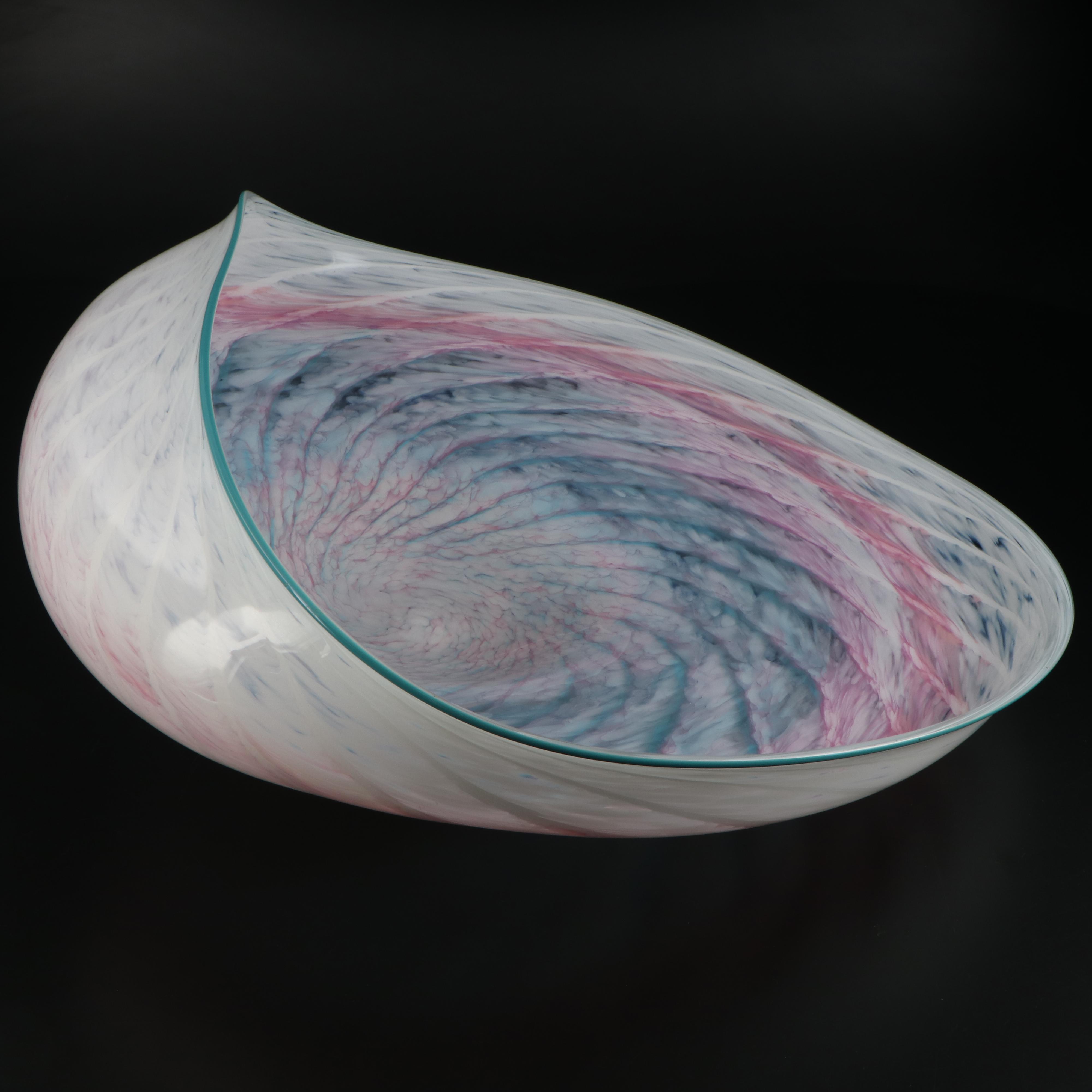 Cliff Goodman Polychrome Abstract Freeform Studio Art Glass Centerpiece Bowl