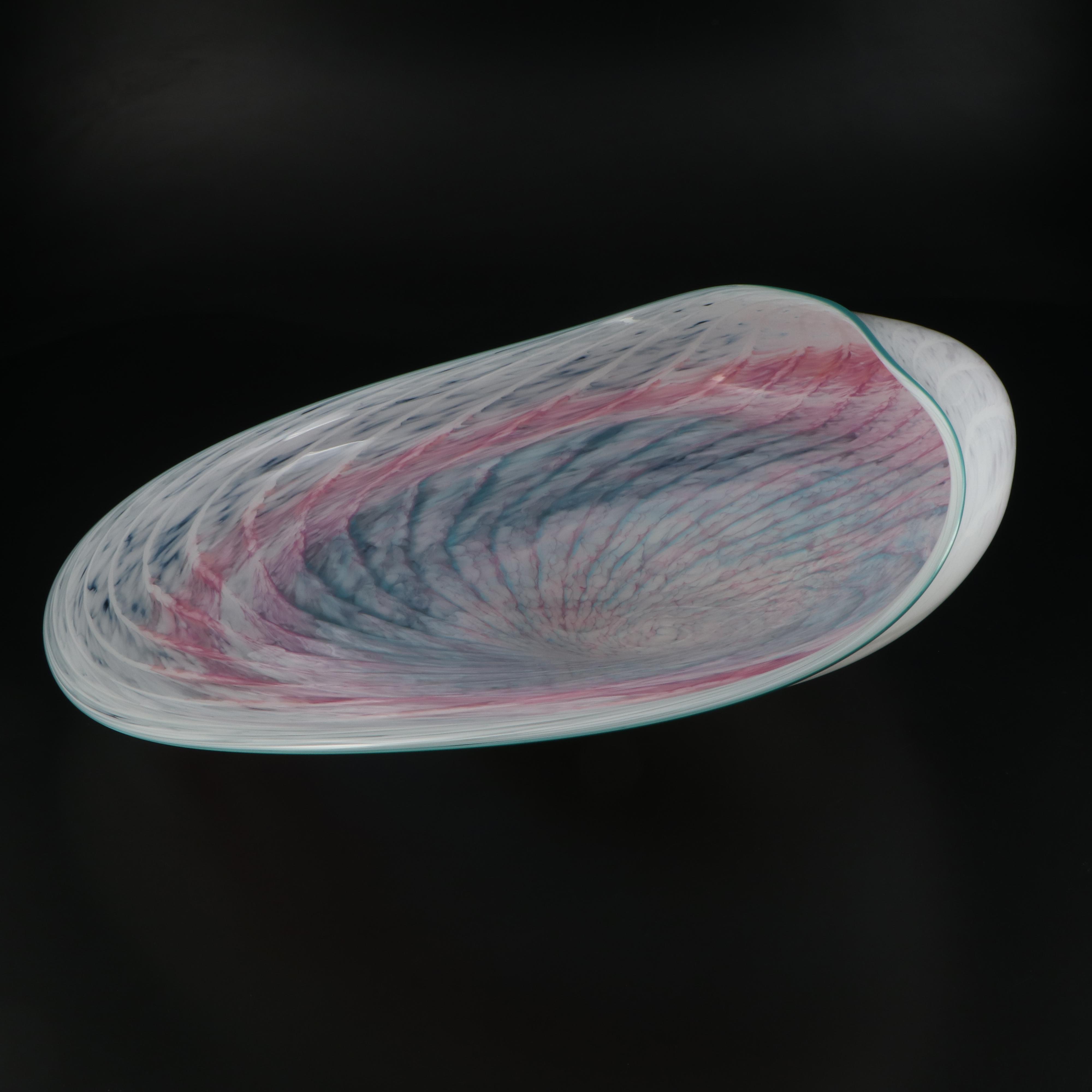 Cliff Goodman Polychrome Abstract Freeform Studio Art Glass Centerpiece Bowl