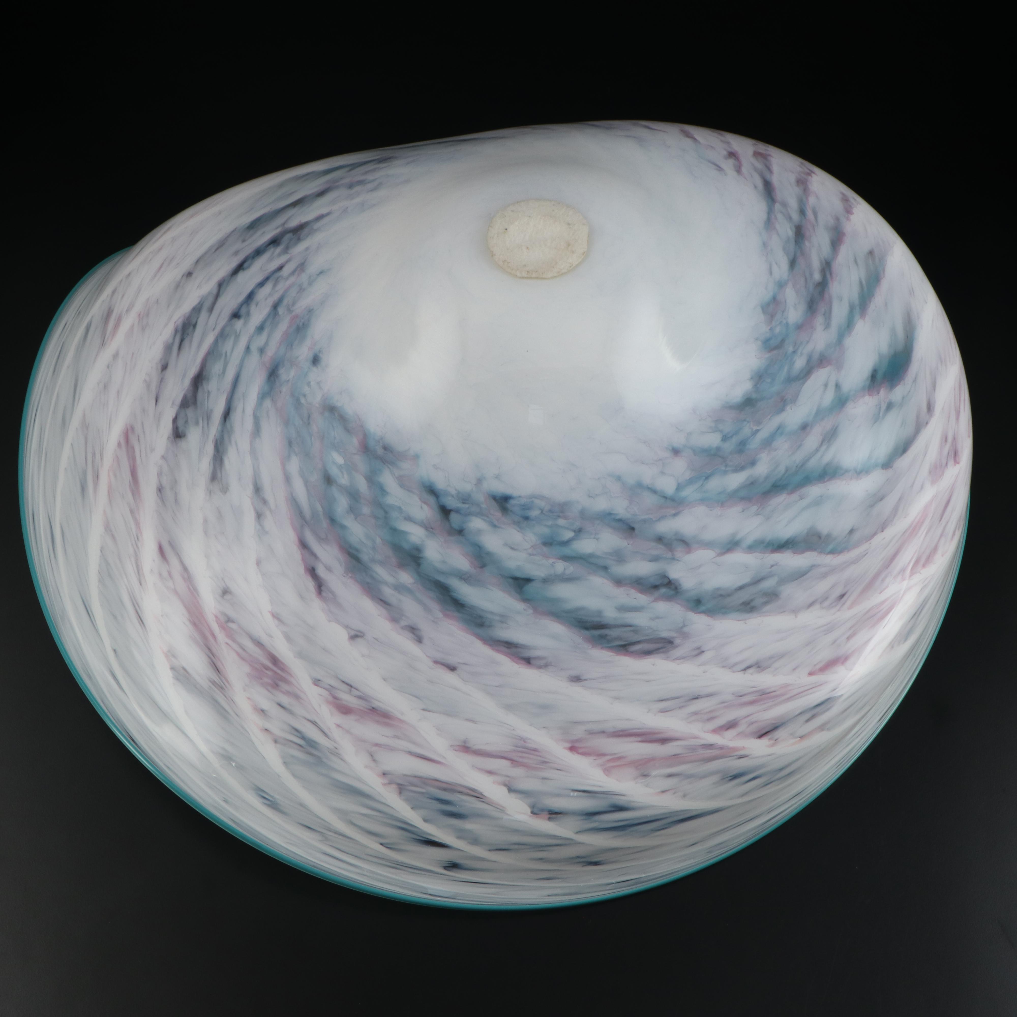 Cliff Goodman Polychrome Abstract Freeform Studio Art Glass Centerpiece Bowl