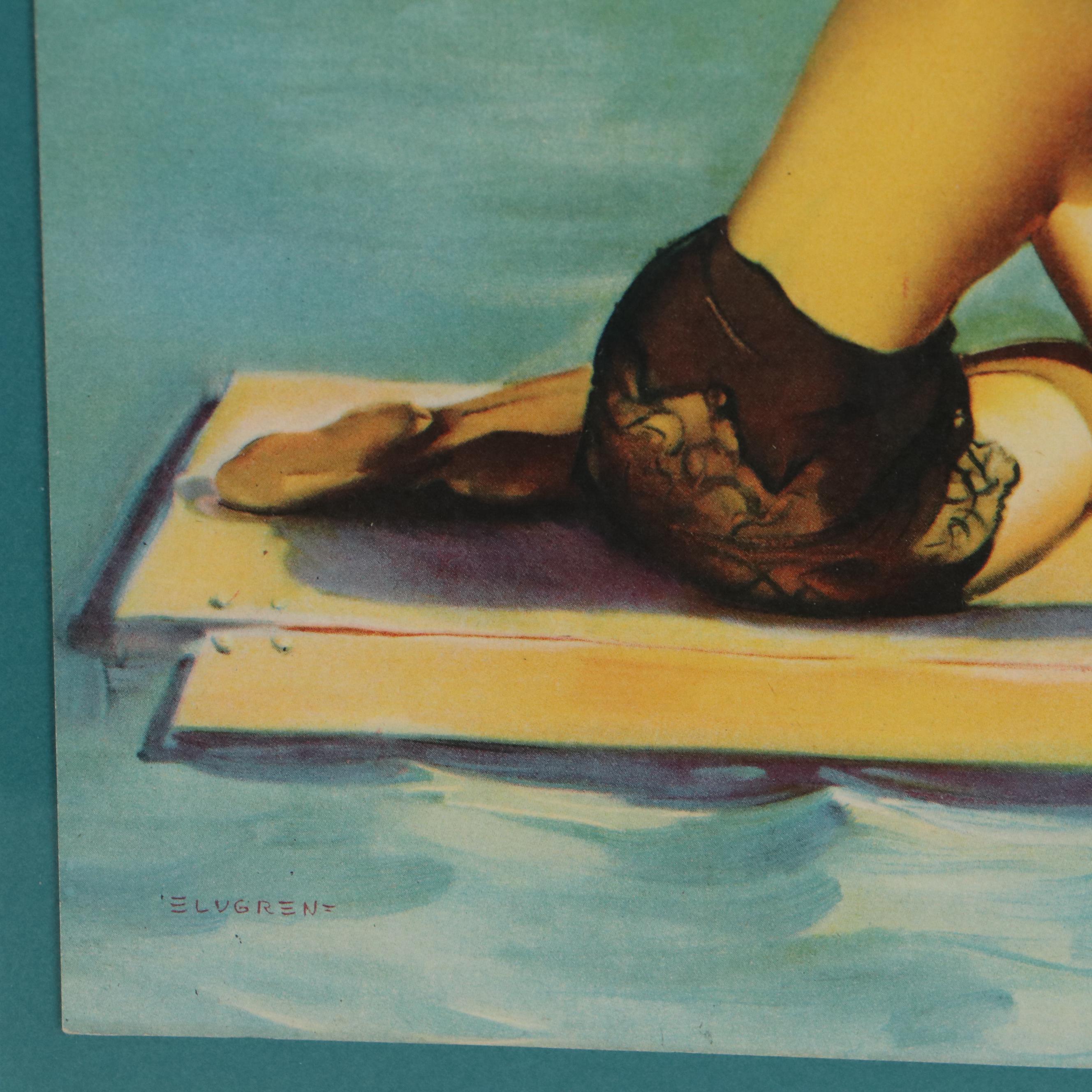 Pin-up Offset Lithograph After Gil Elvgren "Short on Sails," Circa 1940