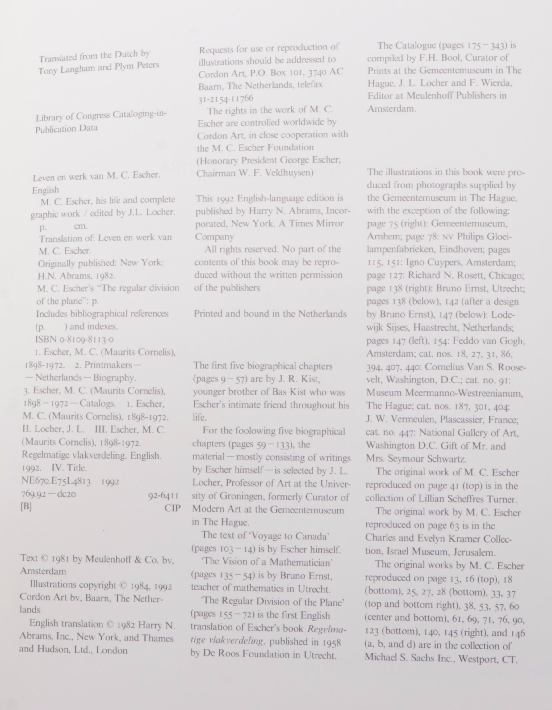"M. C. Escher: His Life and Complete Graphic Work" by F. H. Bool et al., 1992