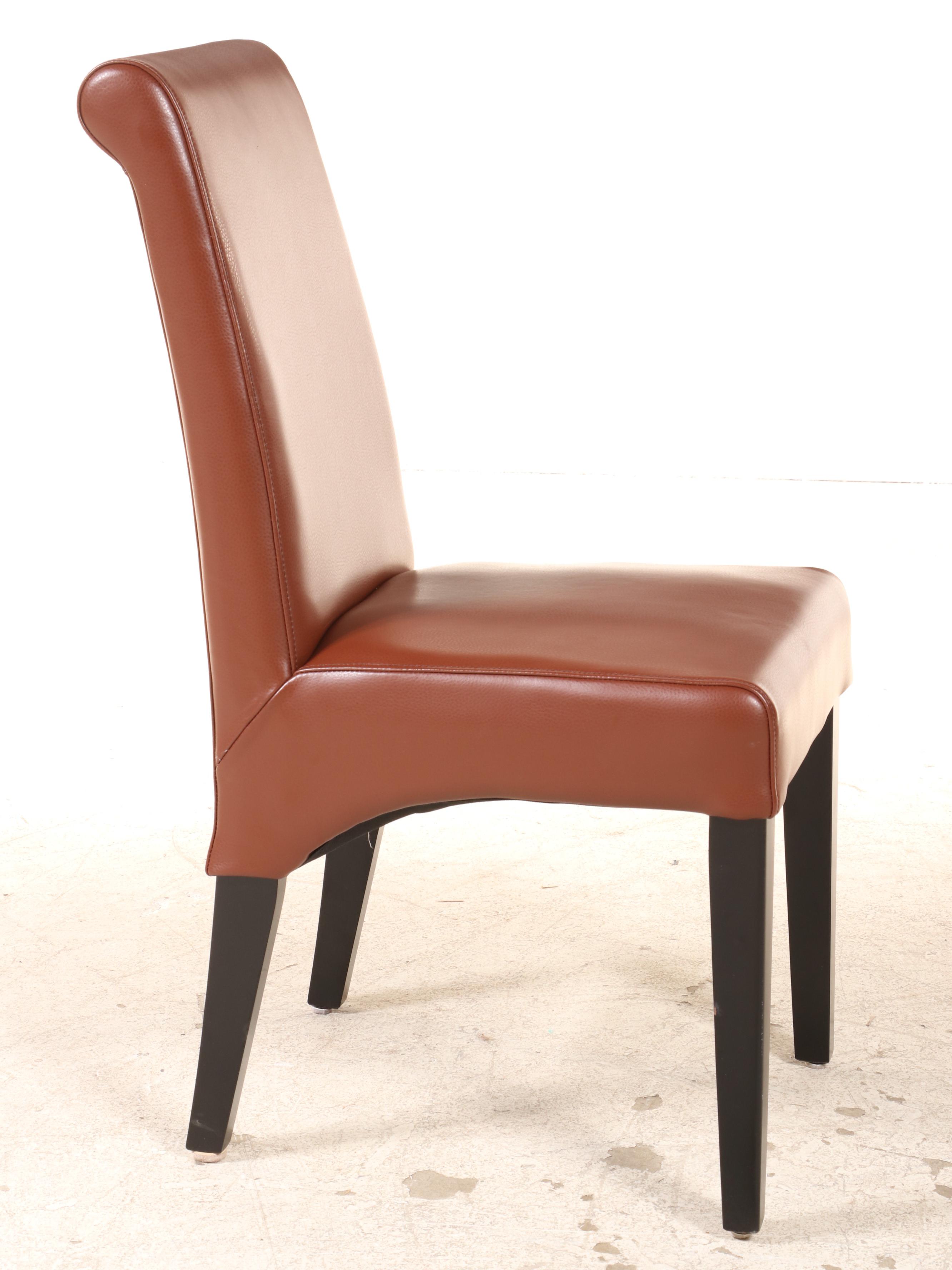 Four Grandin Road "Valencia" Dining Chairs in Faux Leather