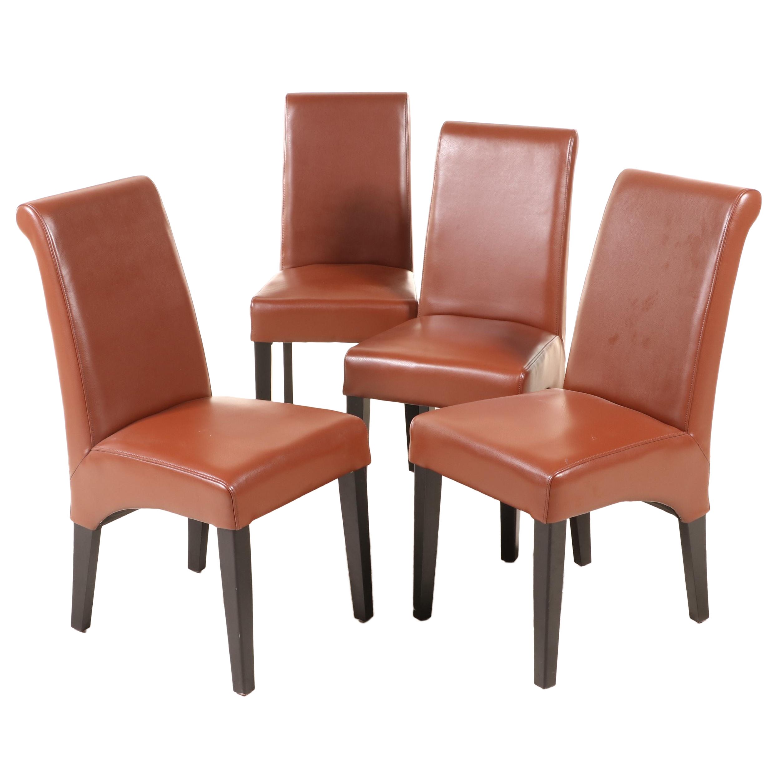 Four Grandin Road "Valencia" Dining Chairs in Faux Leather