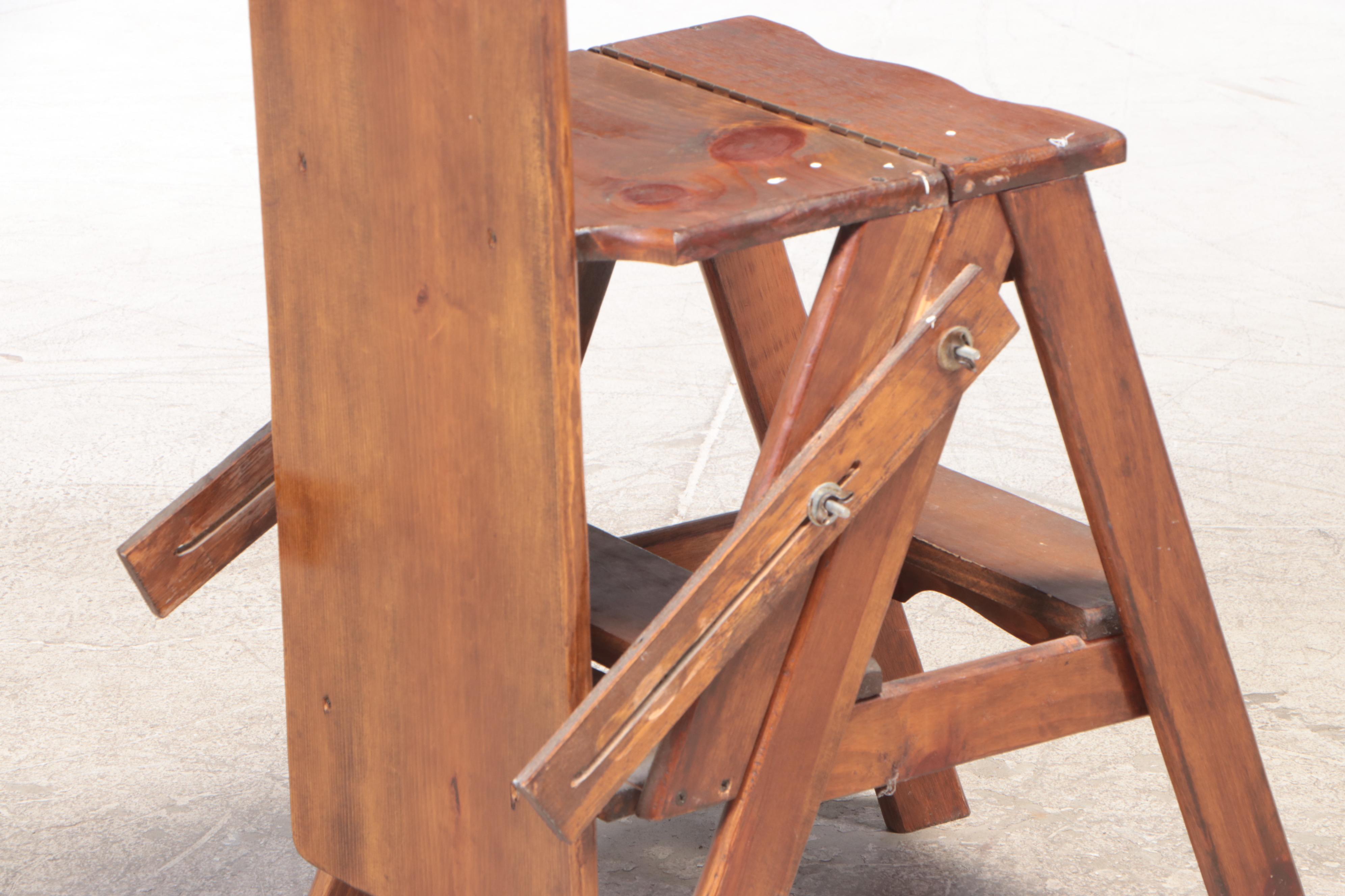 Pine Metamorphic Ironing Board/Step Ladder, 20th Century
