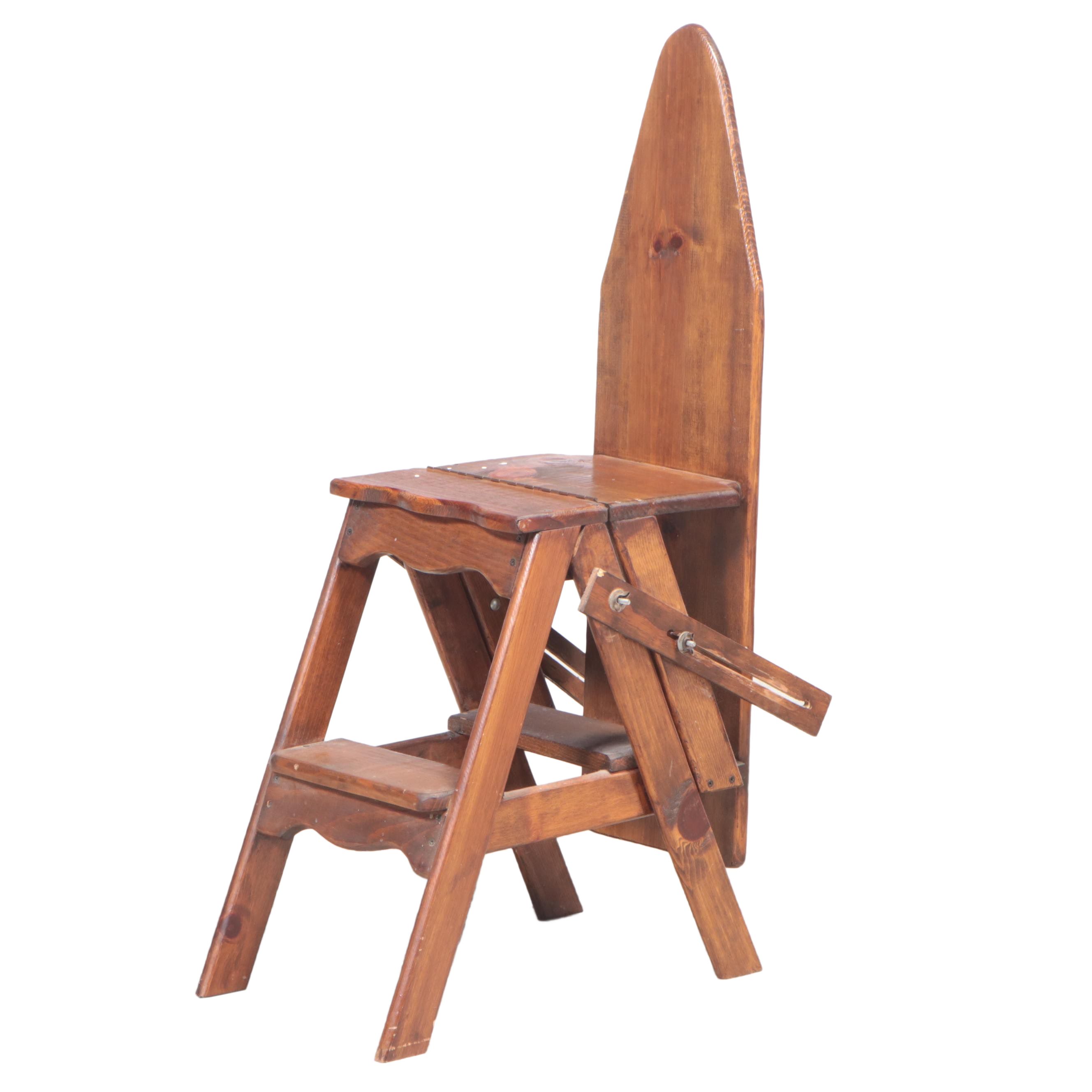 Pine Metamorphic Ironing Board/Step Ladder, 20th Century