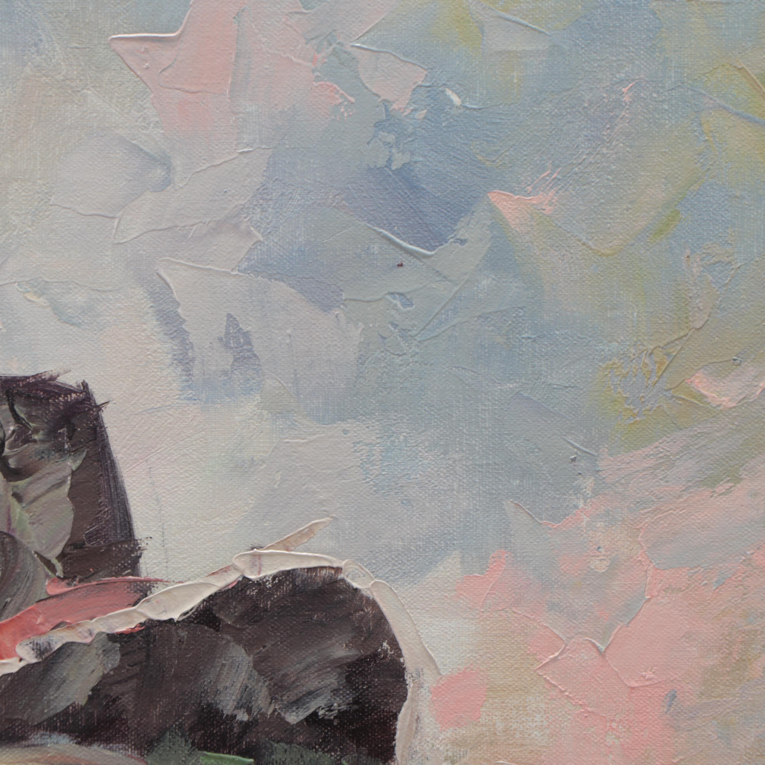 William Moninet Clown Portrait Oil Painting, Late 20th Century