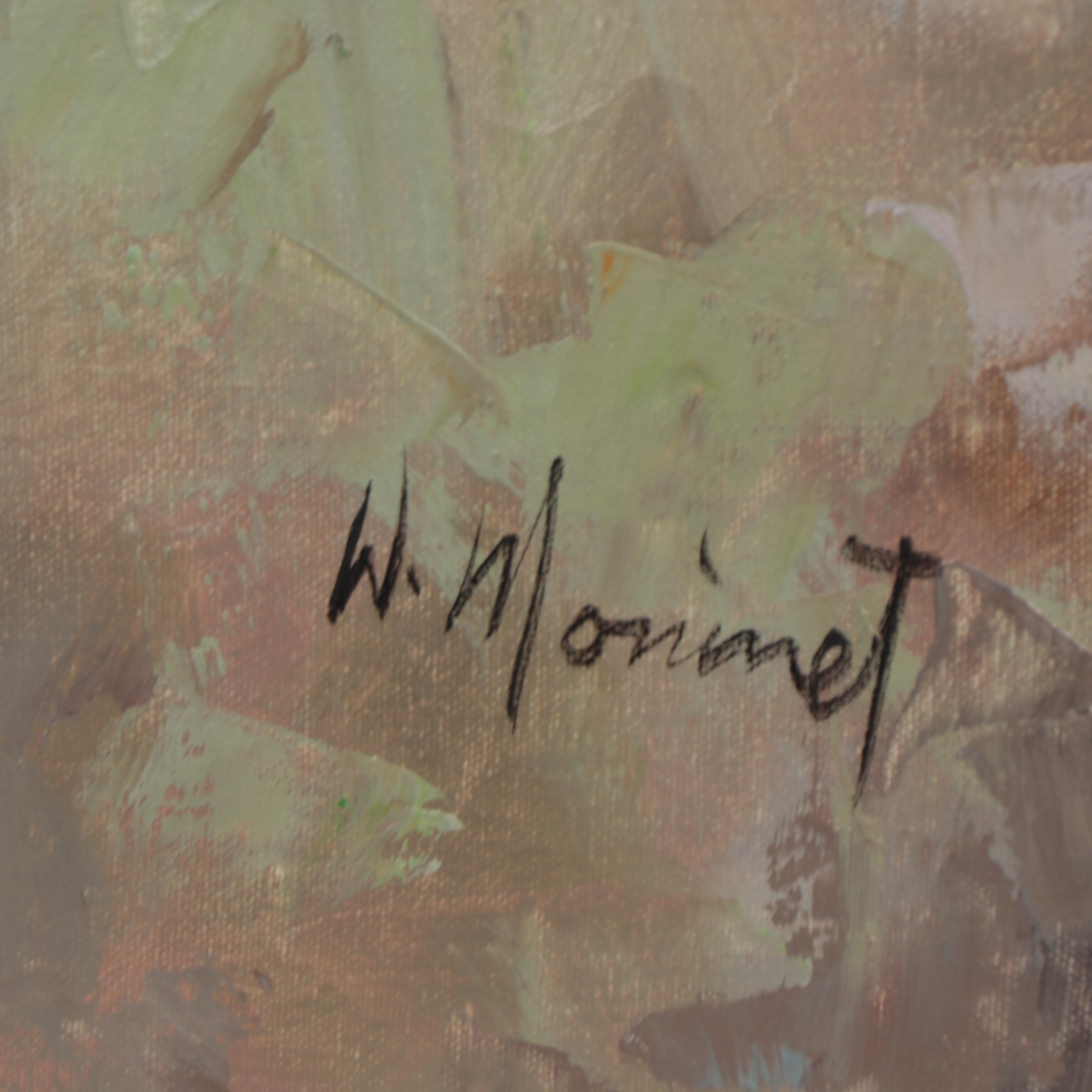 William Moninet Clown Portrait Oil Painting, Late 20th Century