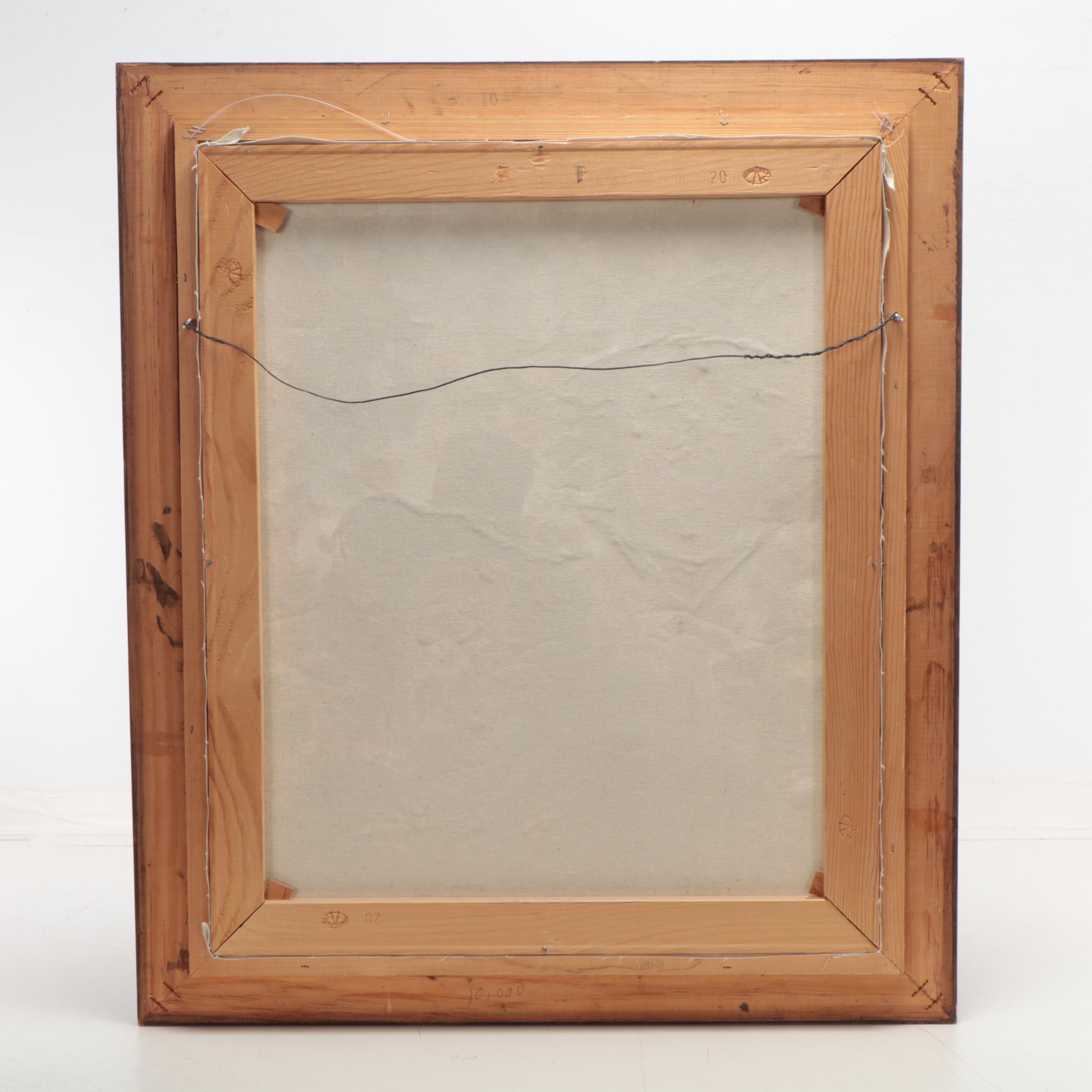 William Moninet Clown Portrait Oil Painting, Late 20th Century