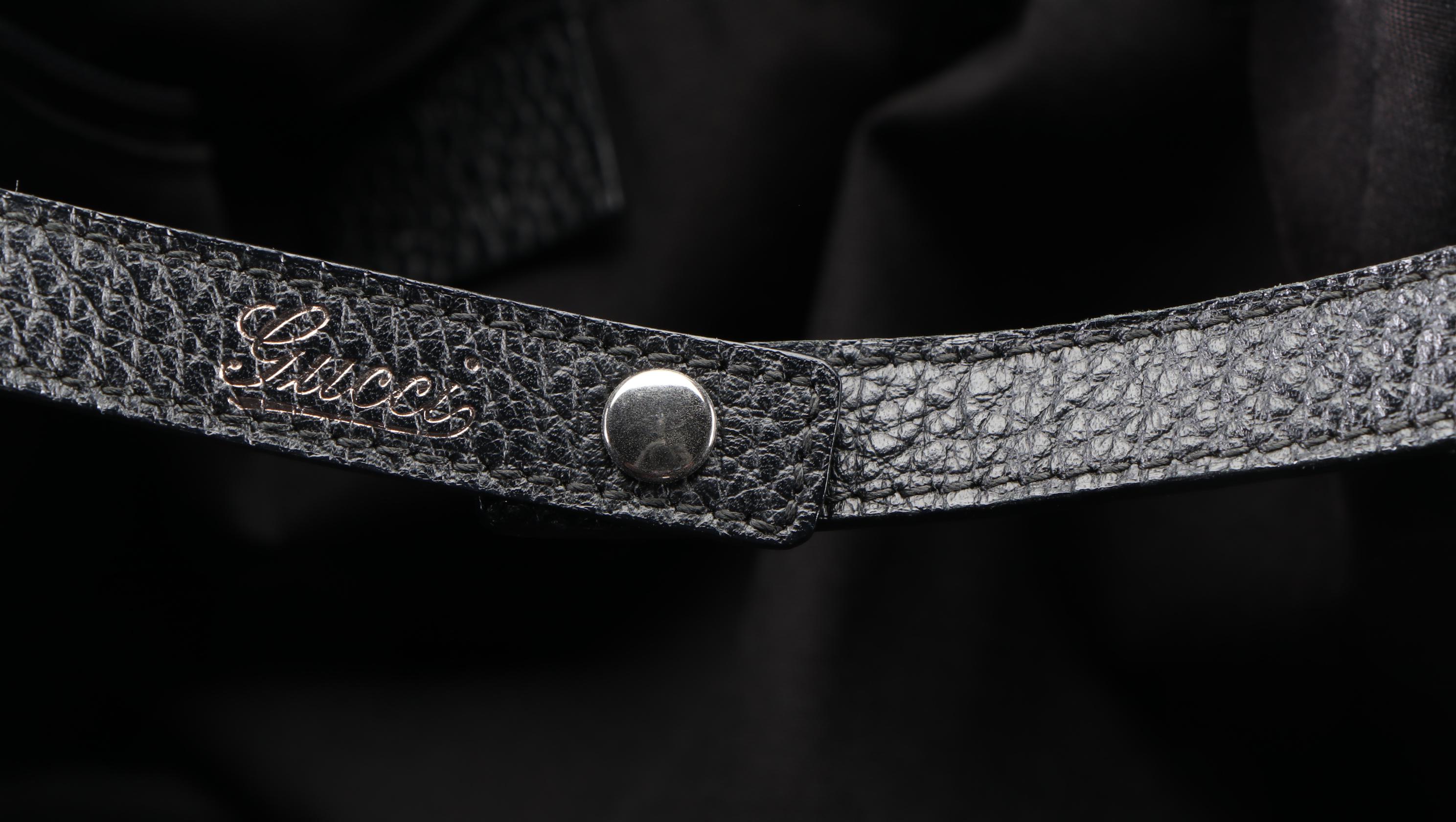 Gucci Abbey D-Ring Bag in Black GG Denim and Leather