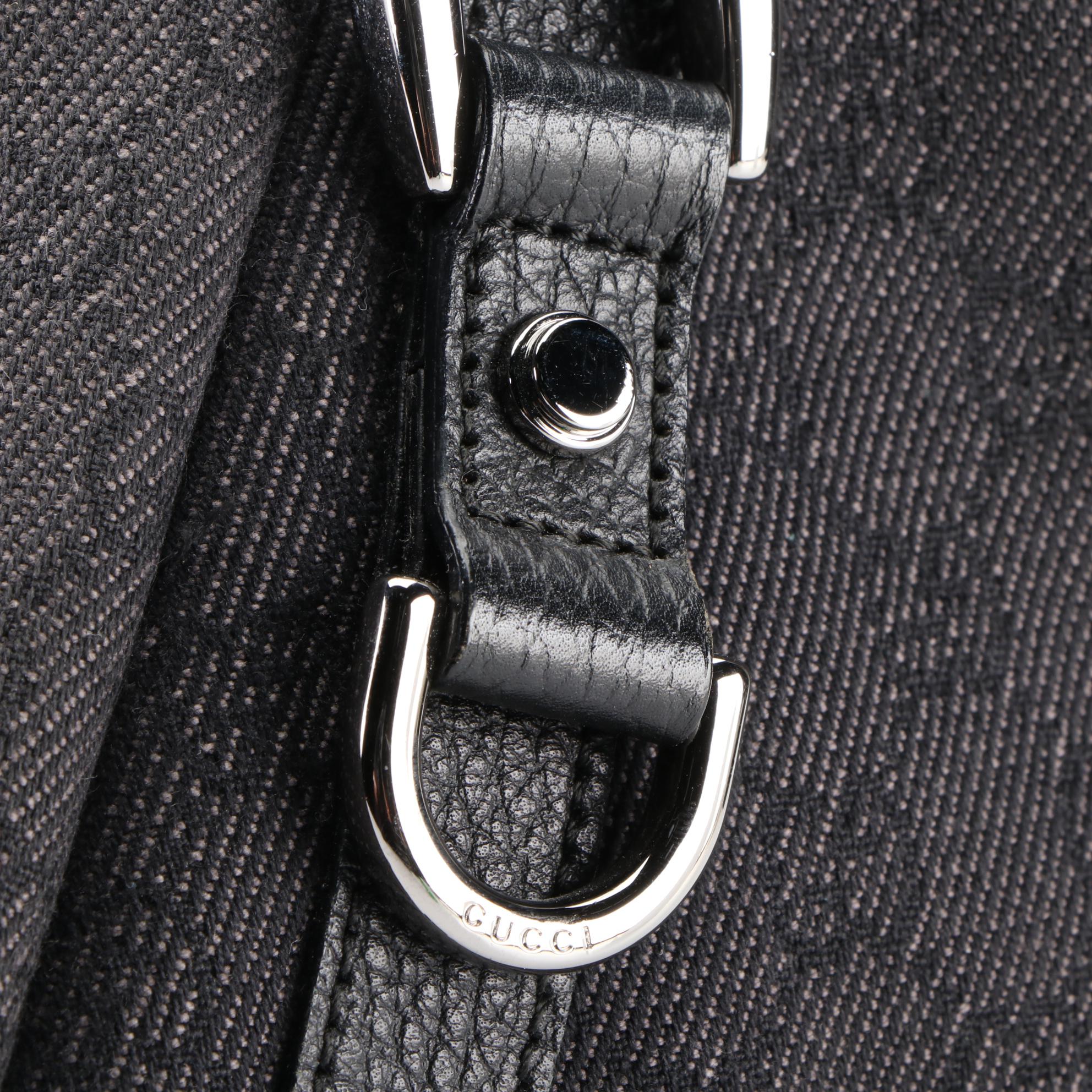 Gucci Abbey D-Ring Bag in Black GG Denim and Leather