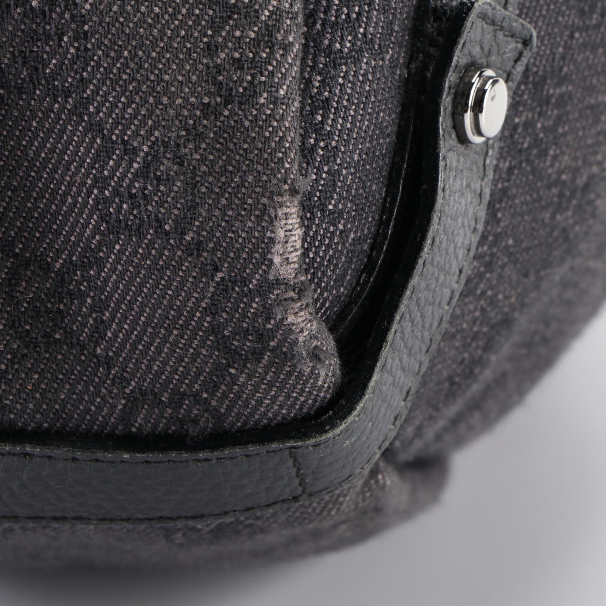 Gucci Abbey D-Ring Bag in Black GG Denim and Leather