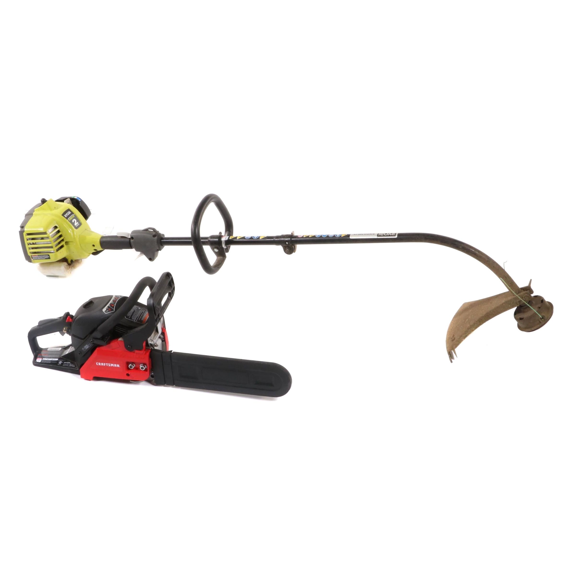 Ryobi "Expand-It" 2-Cycle Trimmer and Craftsman S 145 14-Inch Chain Saw