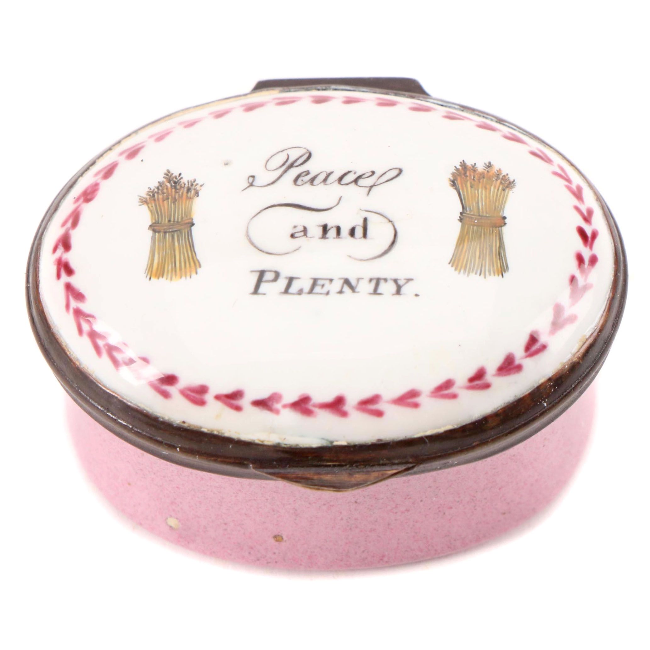 English Georgian Enamel on Copper Patch Box, Late 18th Century