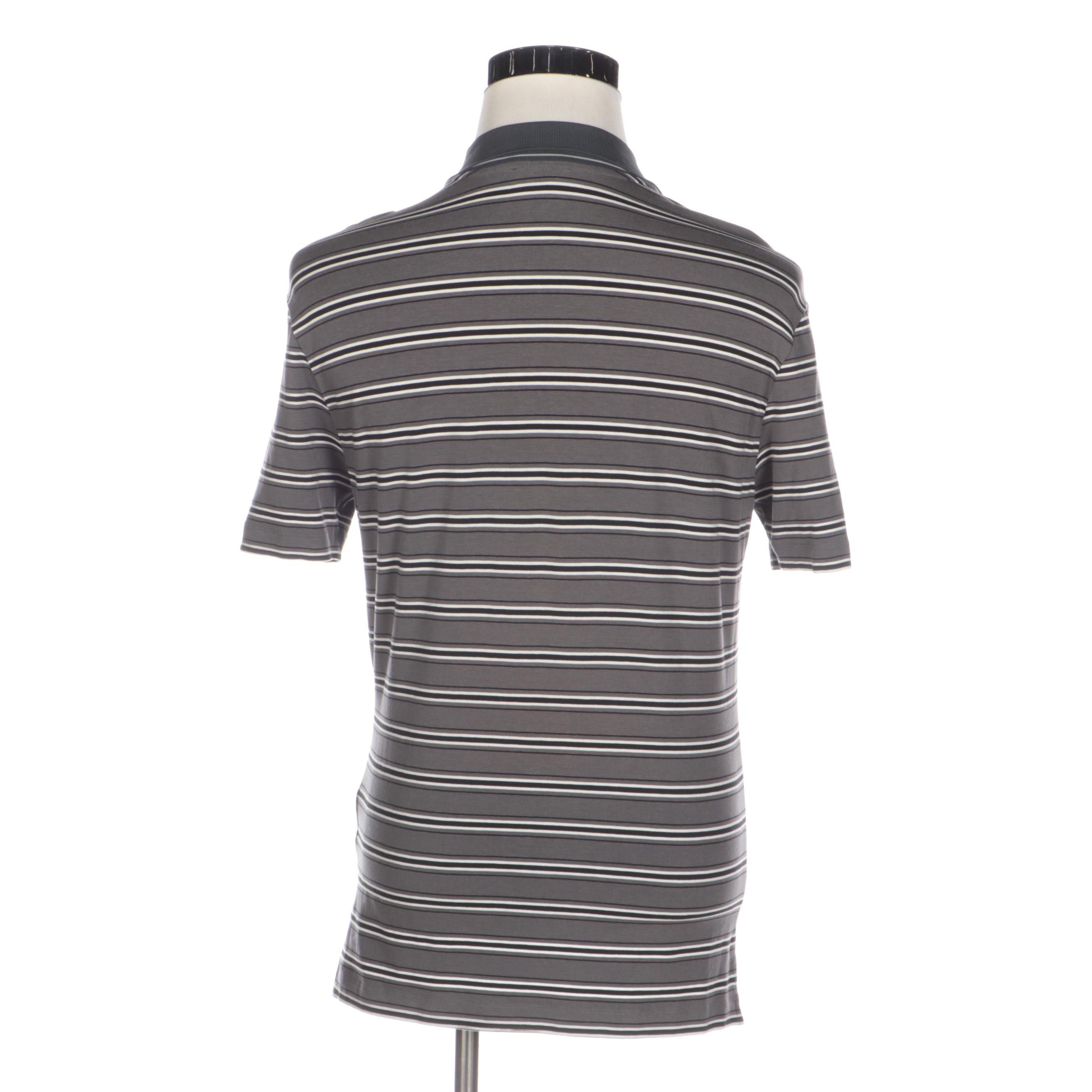 Men's Prada Sport Grey Striped Golf Shirt