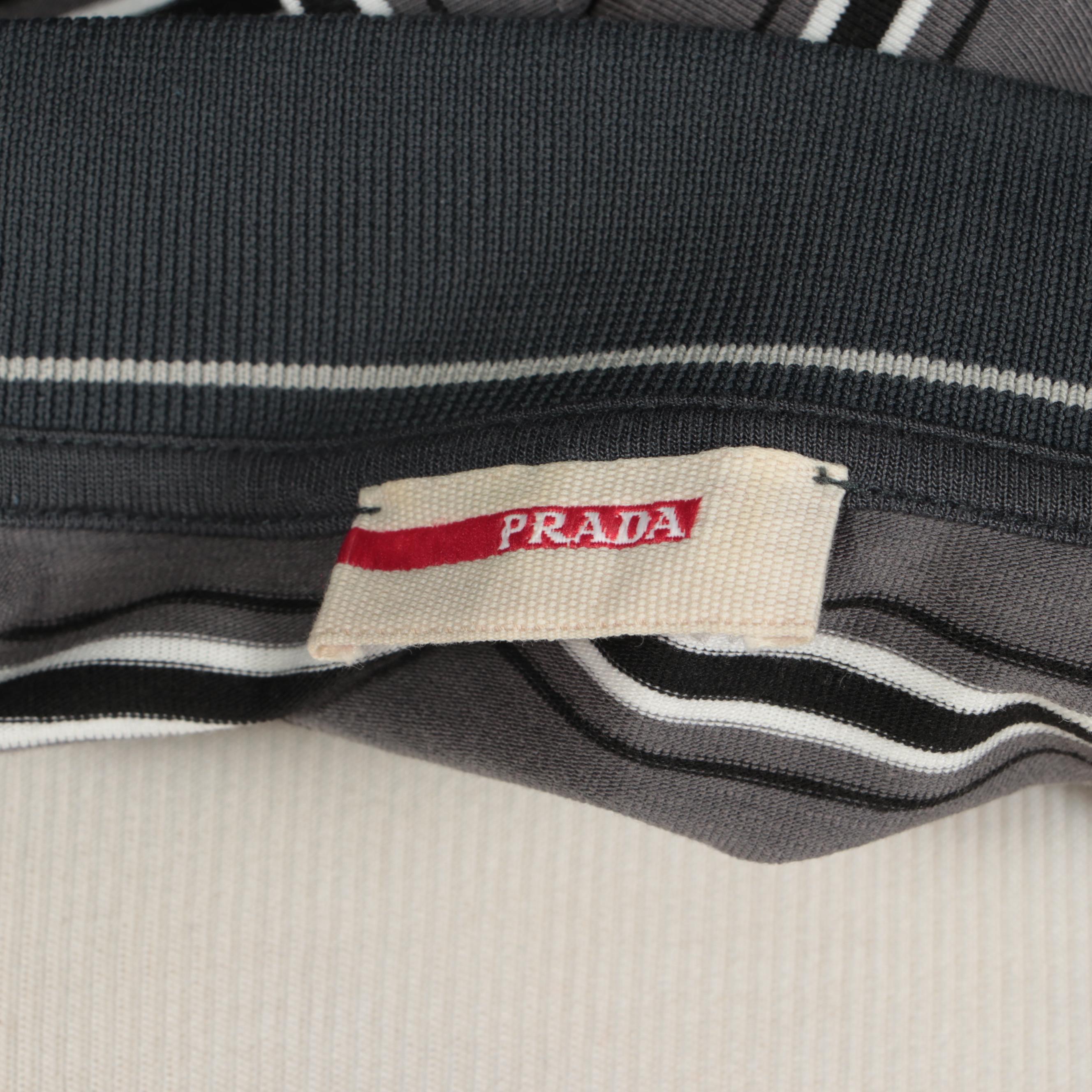 Men's Prada Sport Grey Striped Golf Shirt