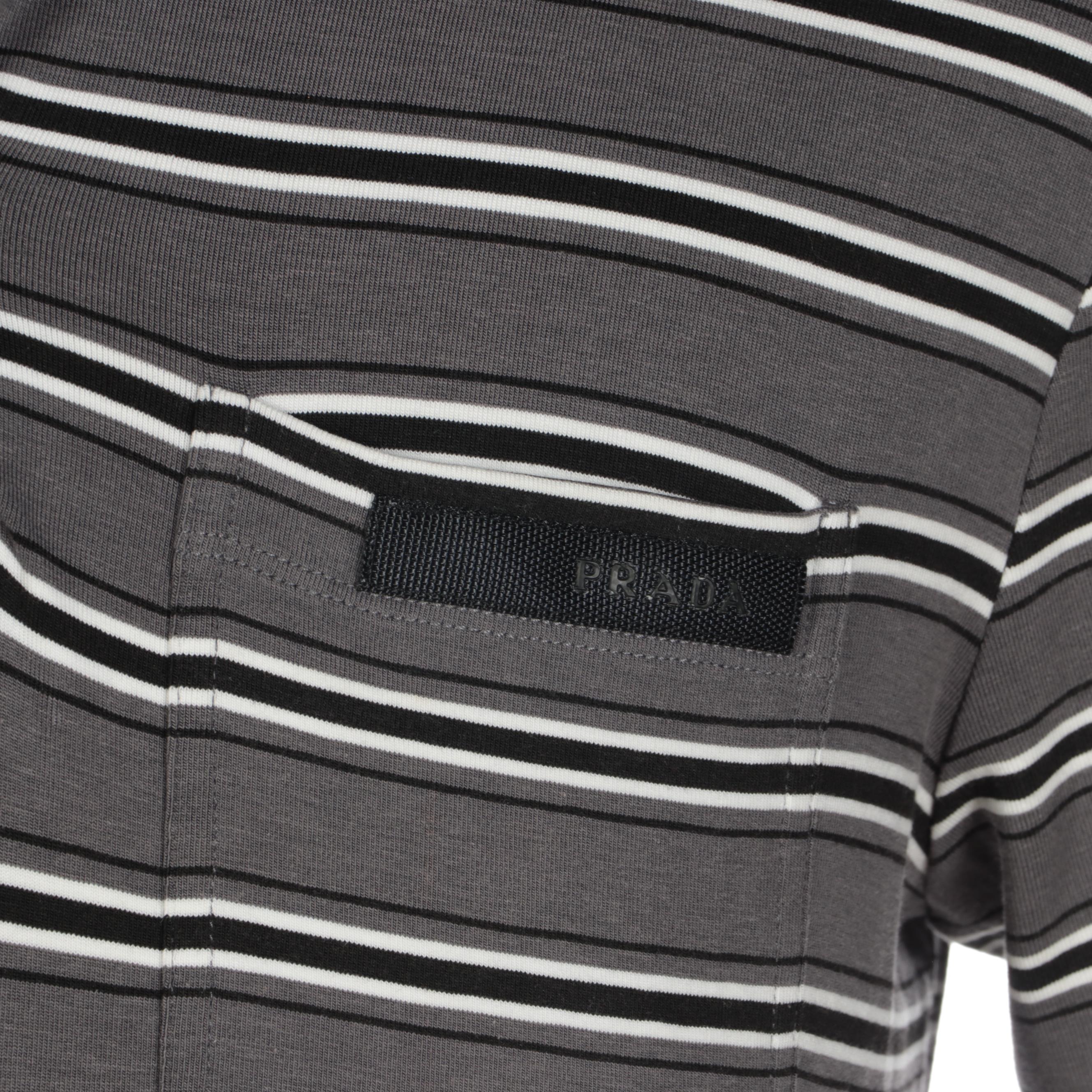 Men's Prada Sport Grey Striped Golf Shirt