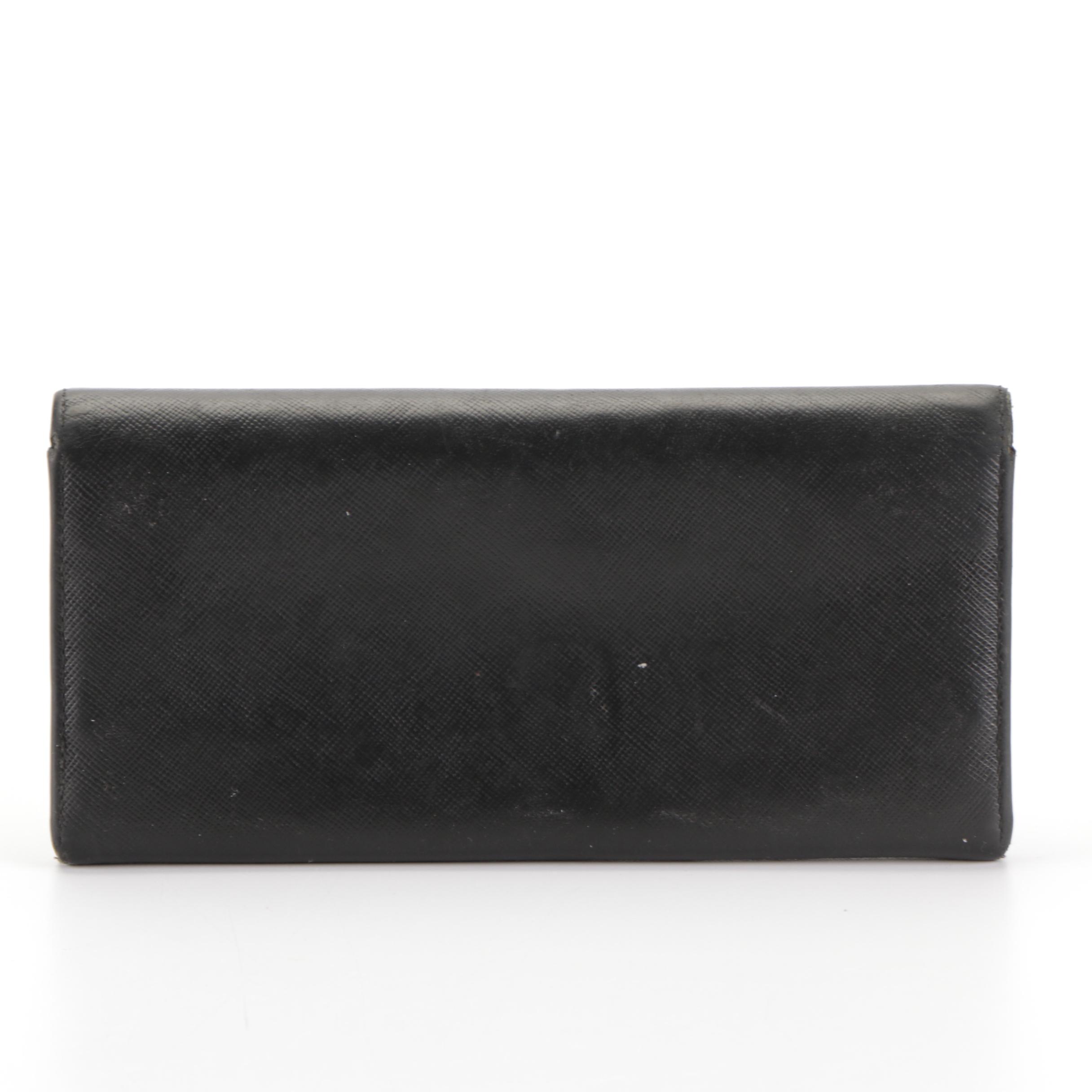 Prada Long Wallet in Black Saffiano Leather