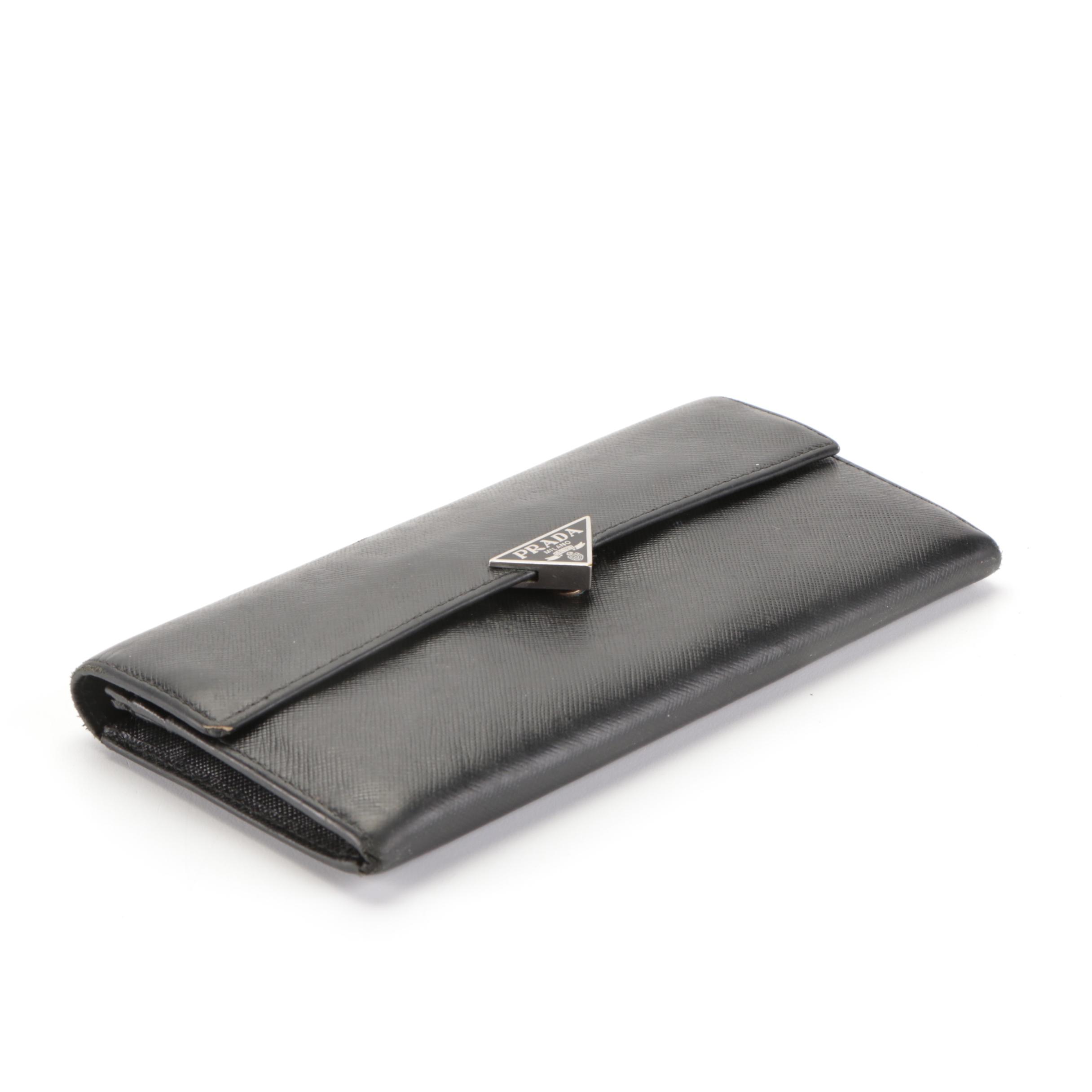 Prada Long Wallet in Black Saffiano Leather