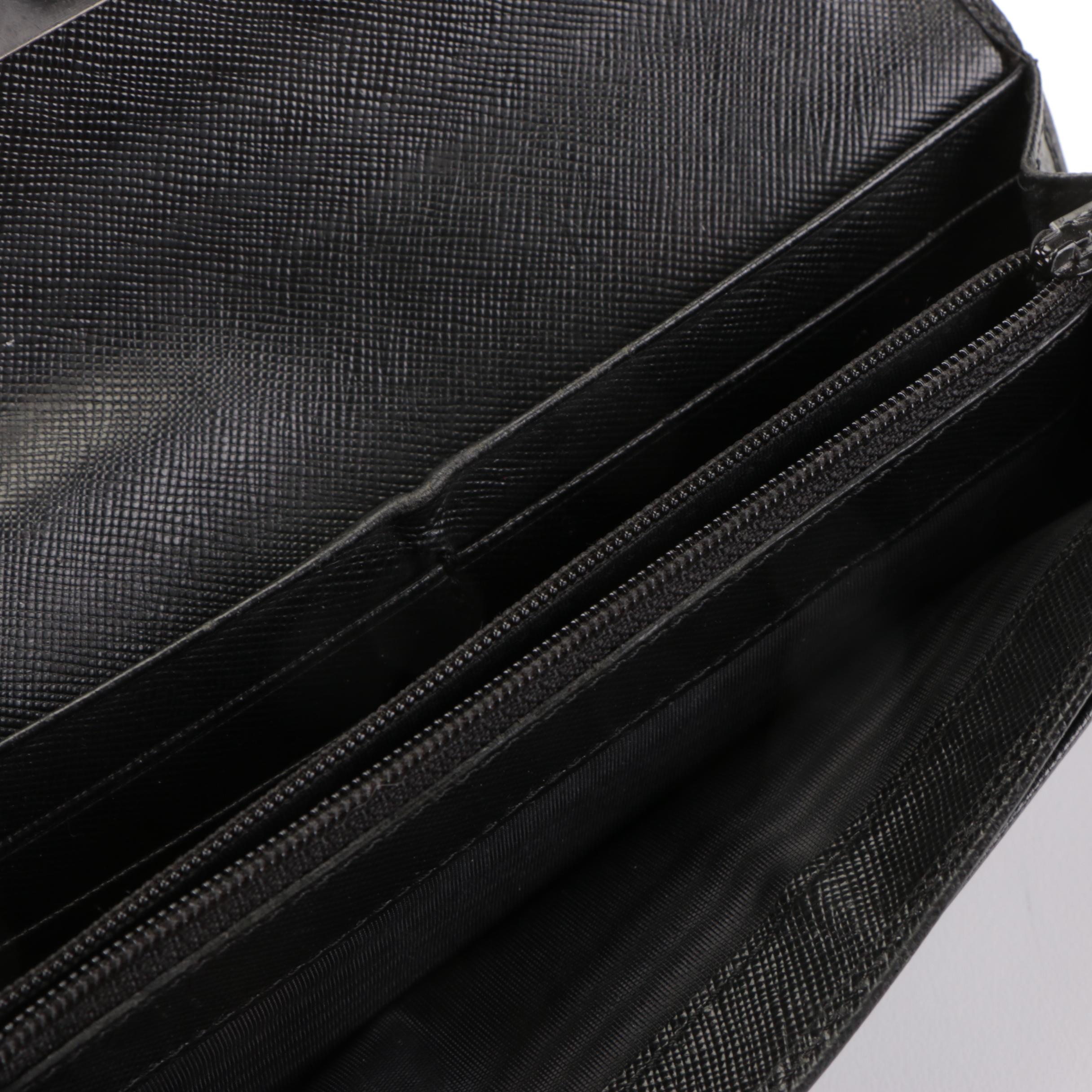 Prada Long Wallet in Black Saffiano Leather