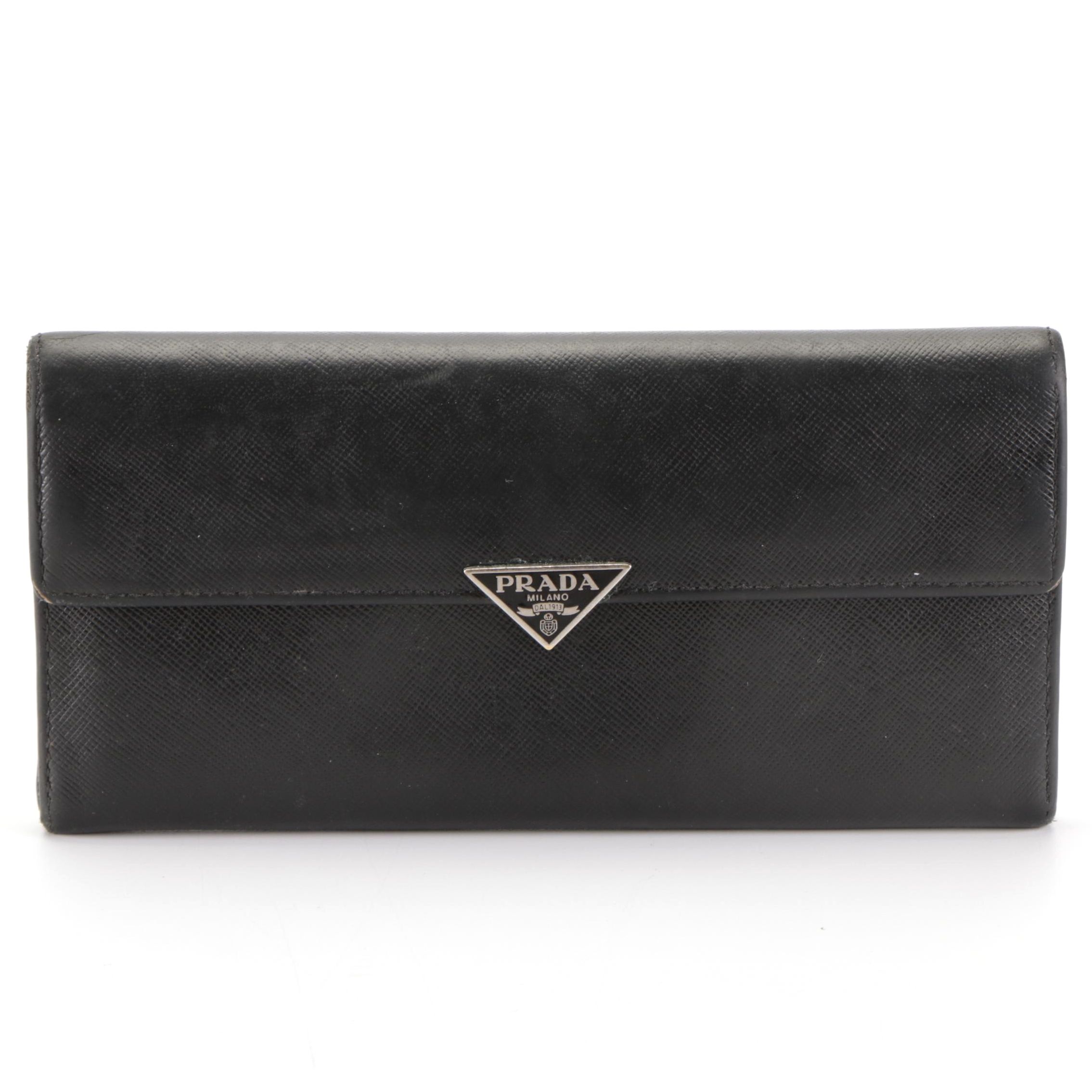 Prada Long Wallet in Black Saffiano Leather