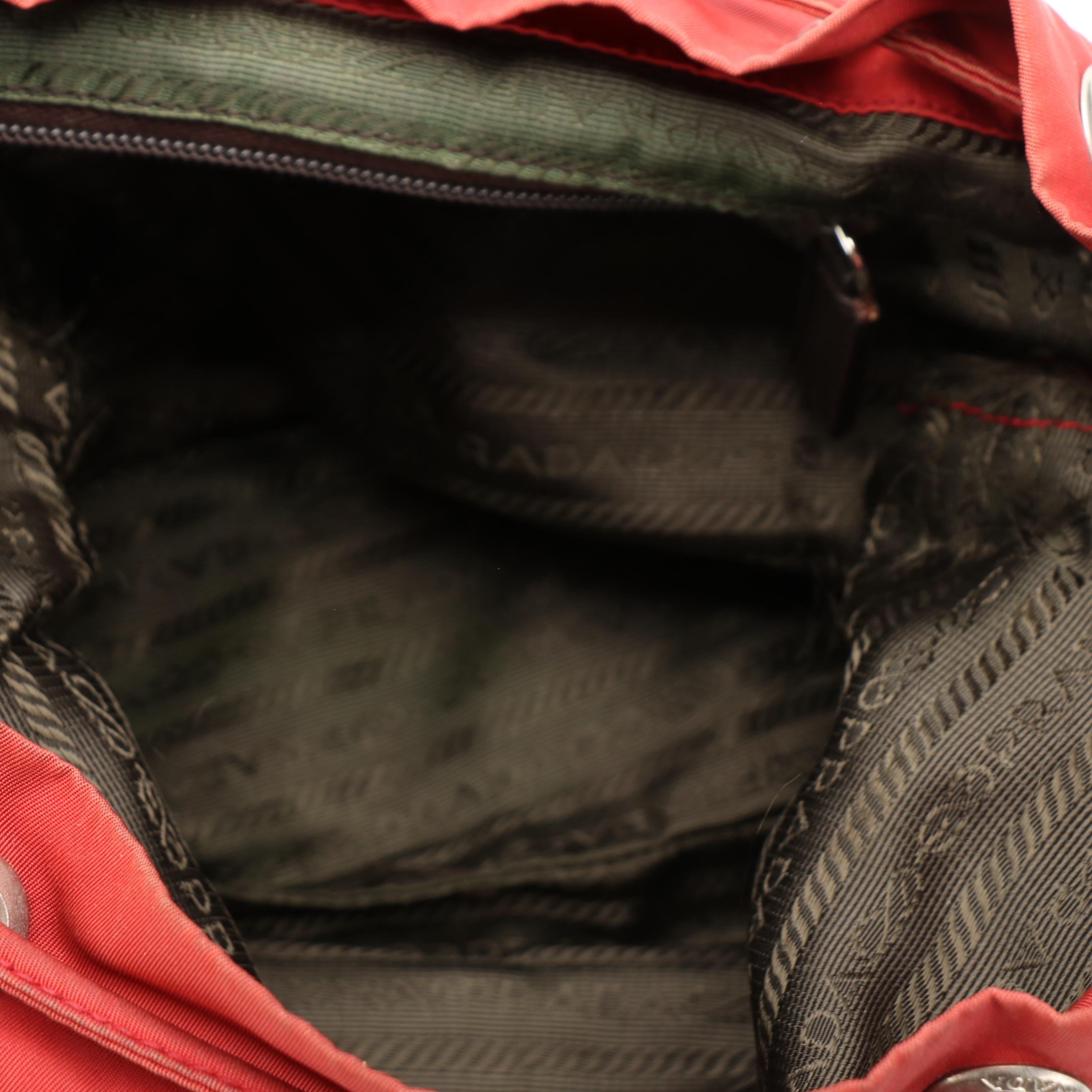Prada Drawstring Backpack in Red Tessuto Nylon with Leather Trim