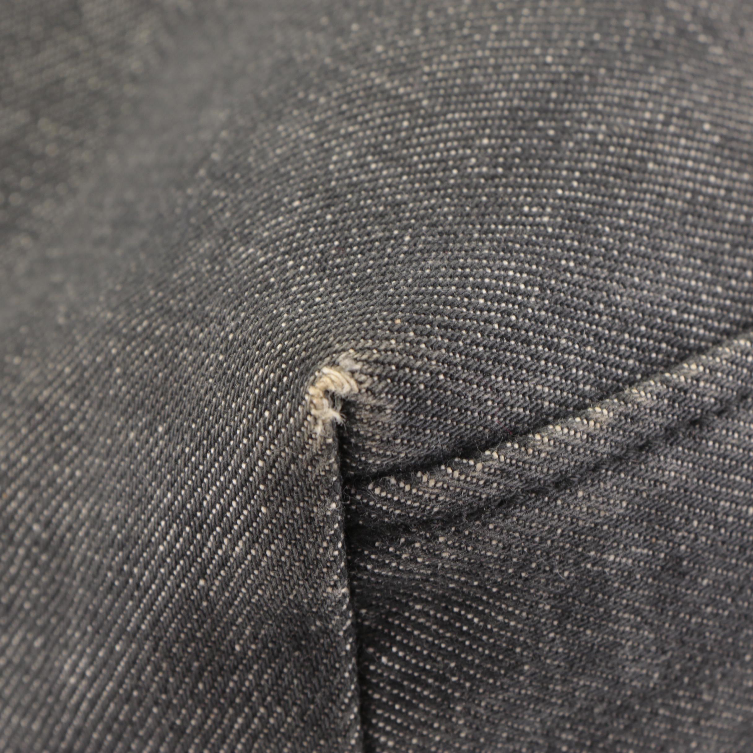 Prada Hobo Shoulder Bag in Denim and Dark Brown Leather with Contrast Stitching