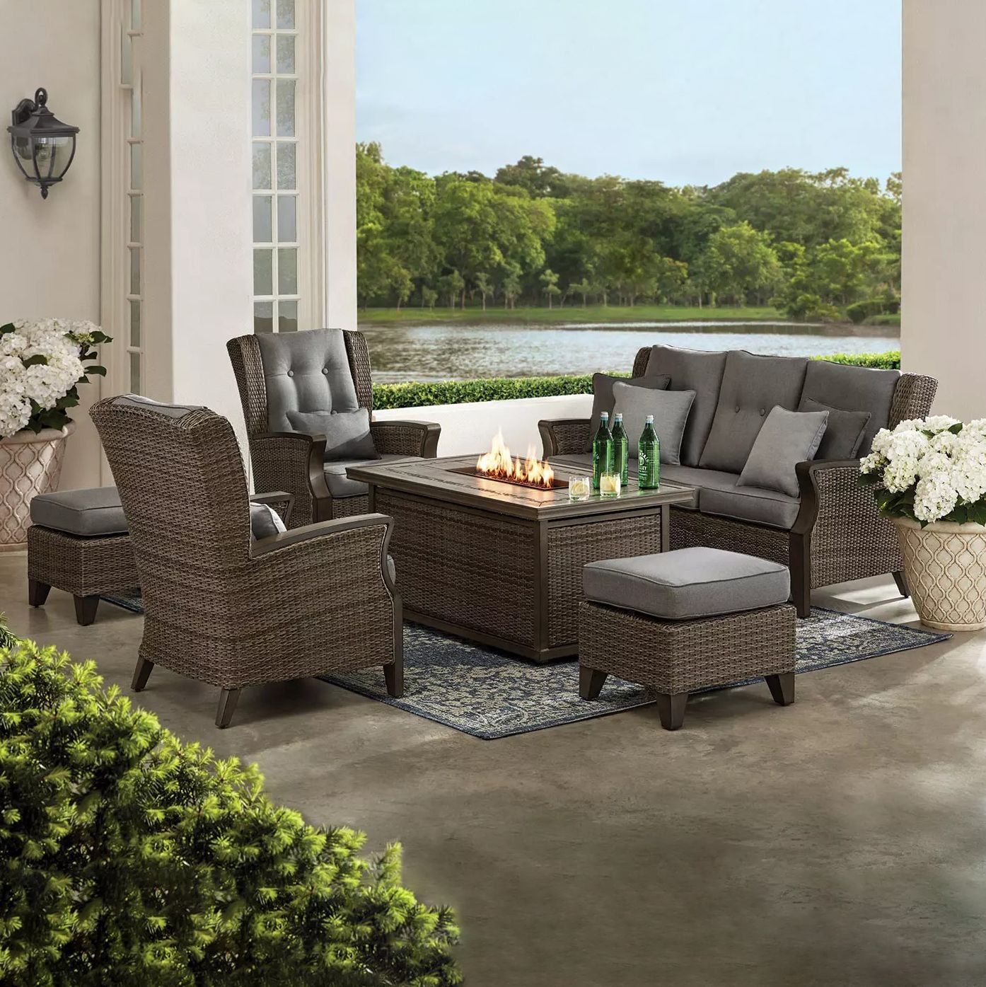 Member's Mark Agio "Newcastle" 6-Piece Patio Deep Seating Set with Fire Pit