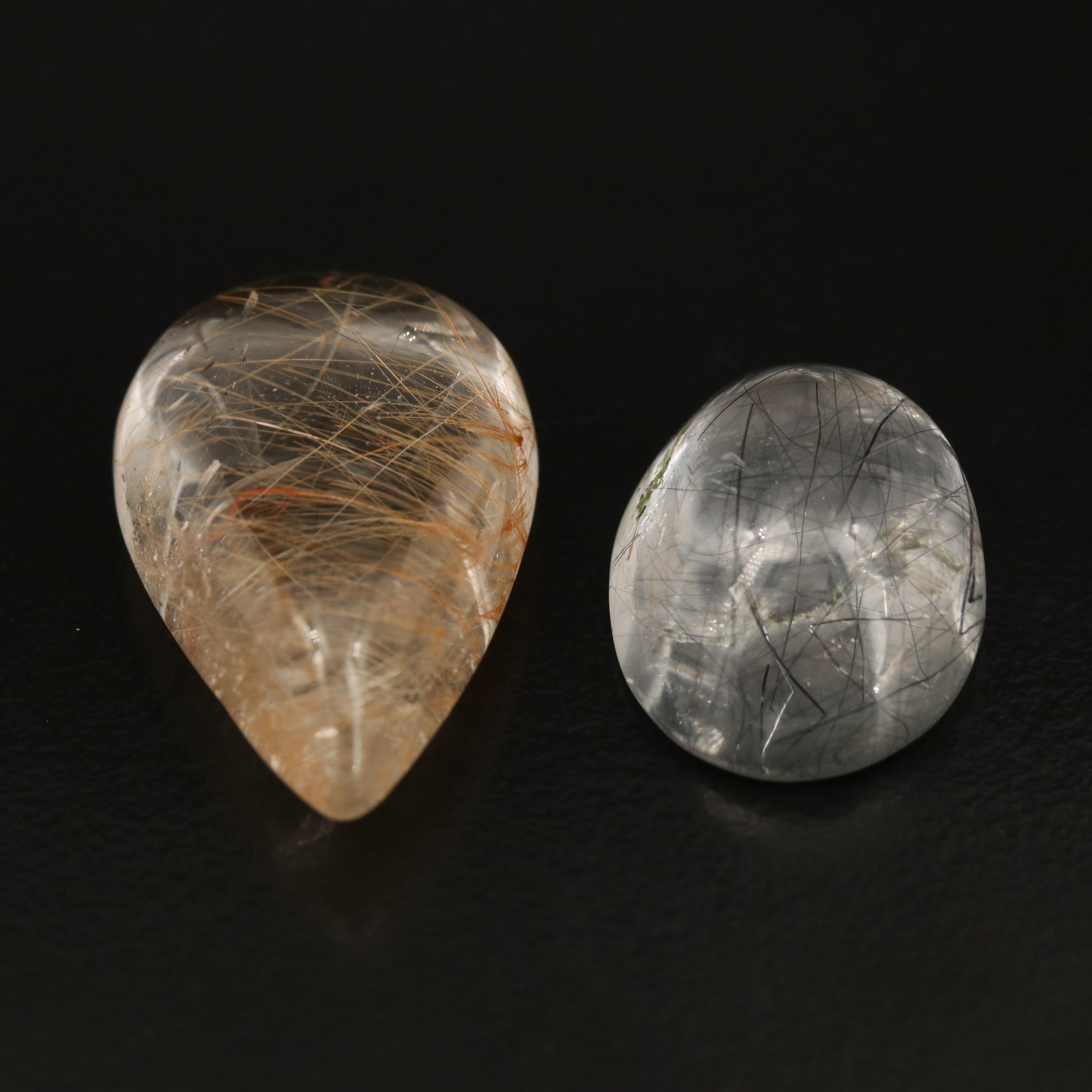 Loose 53.00 CTW Rutilated Quartz and Sagenetic Quartz