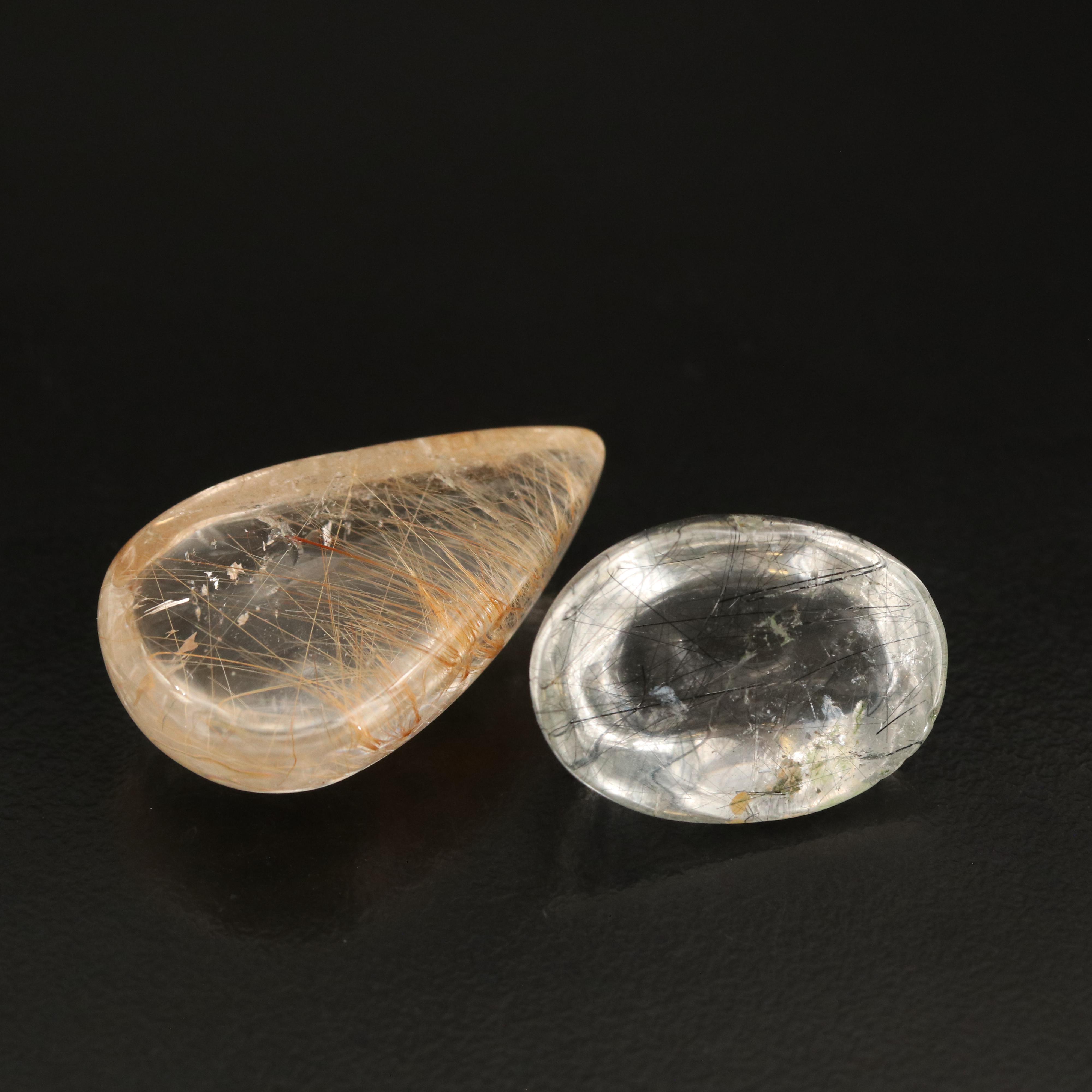 Loose 53.00 CTW Rutilated Quartz and Sagenetic Quartz