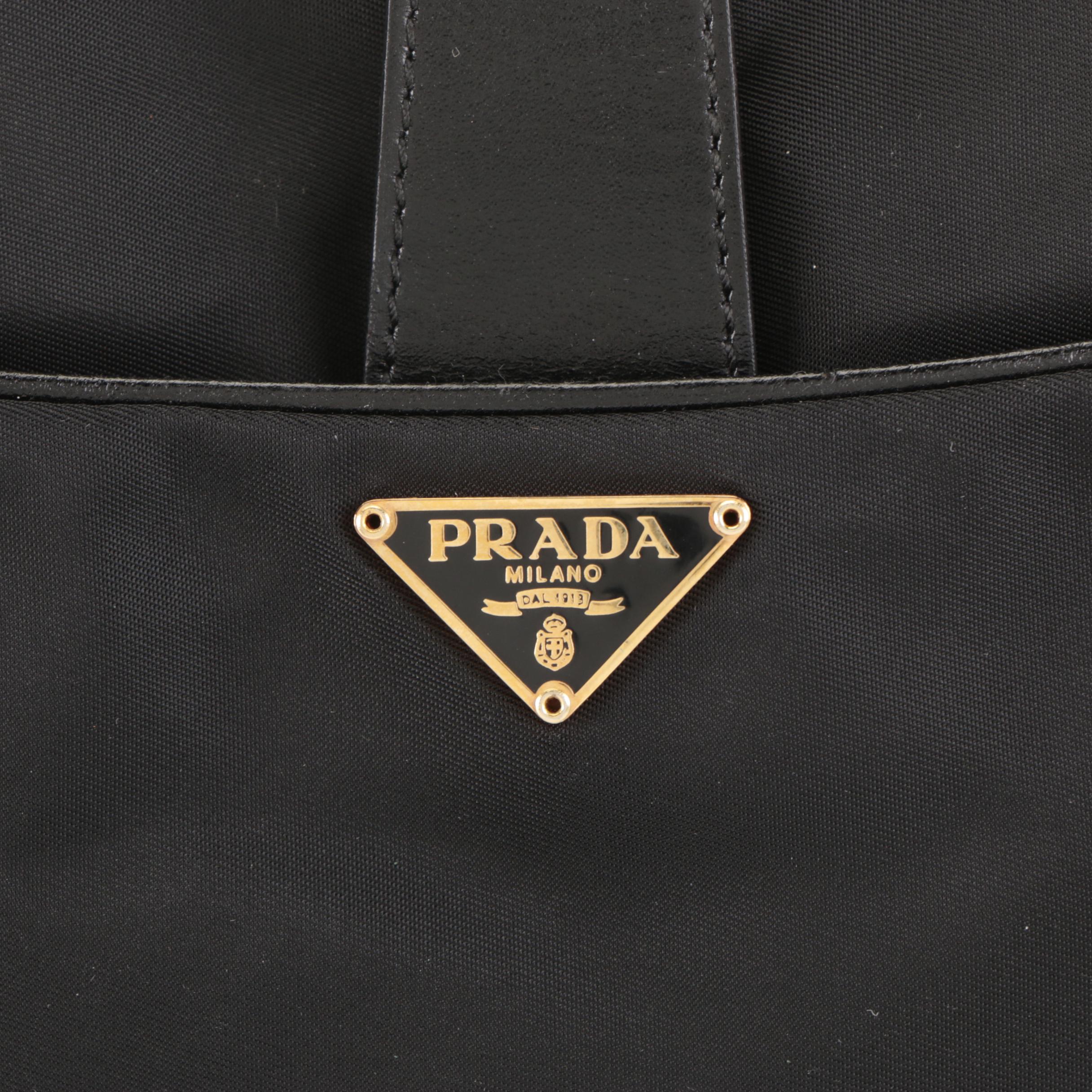 Prada Shoulder Bag in Black Tessuto Nylon and Leather Trim