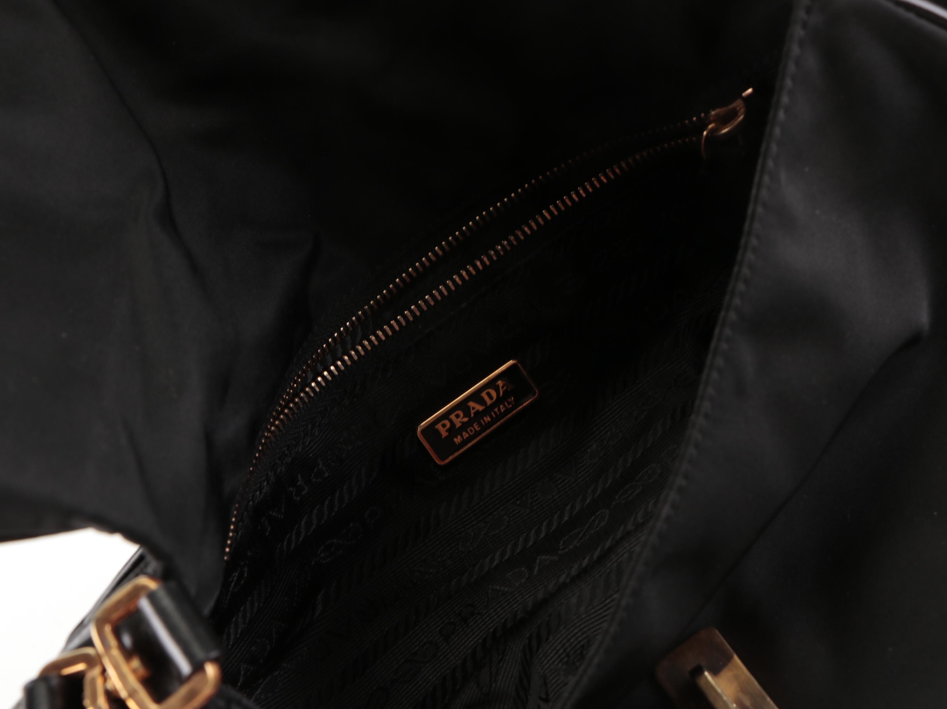 Prada Shoulder Bag in Black Tessuto Nylon and Leather Trim