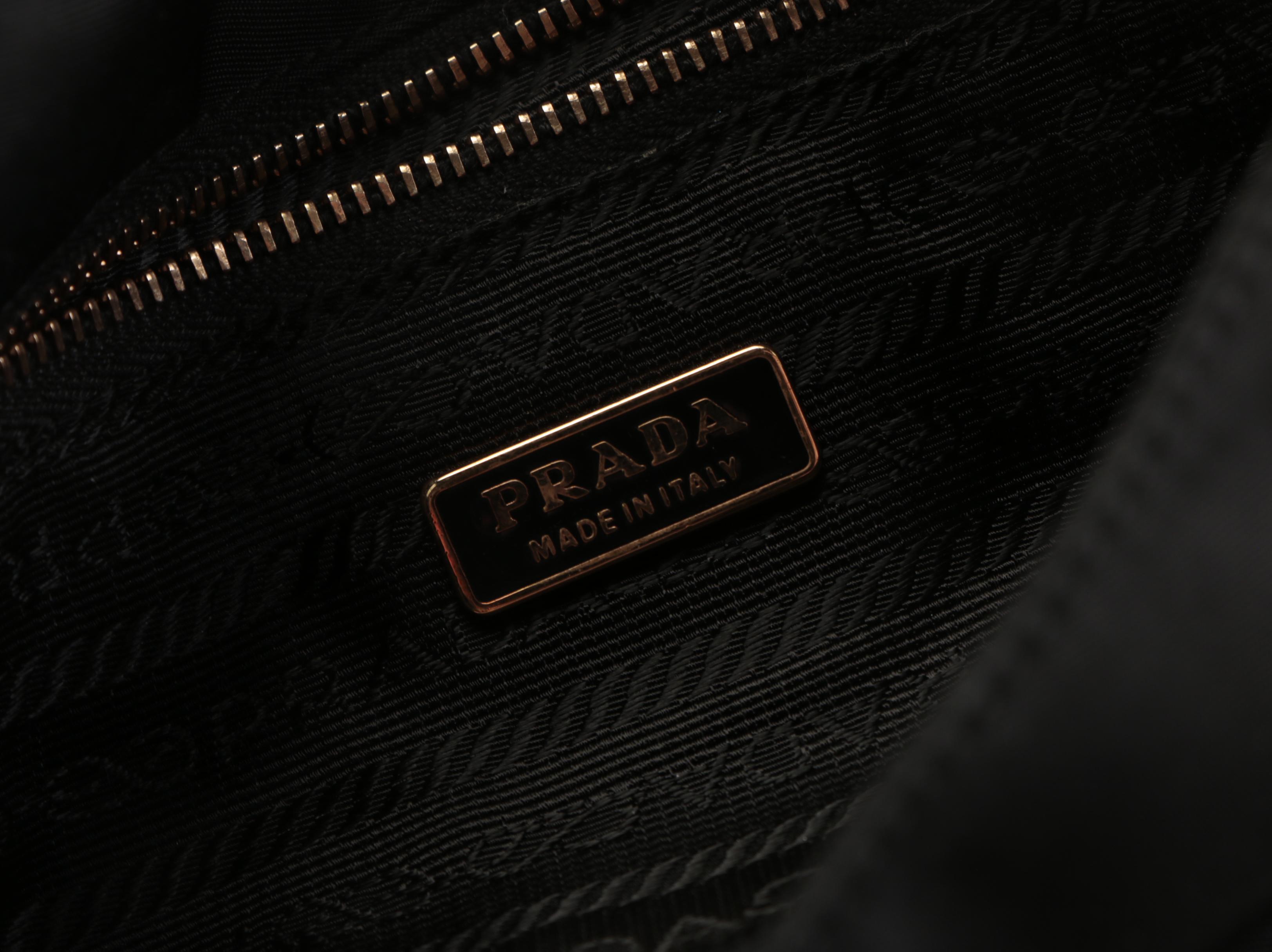 Prada Shoulder Bag in Black Tessuto Nylon and Leather Trim