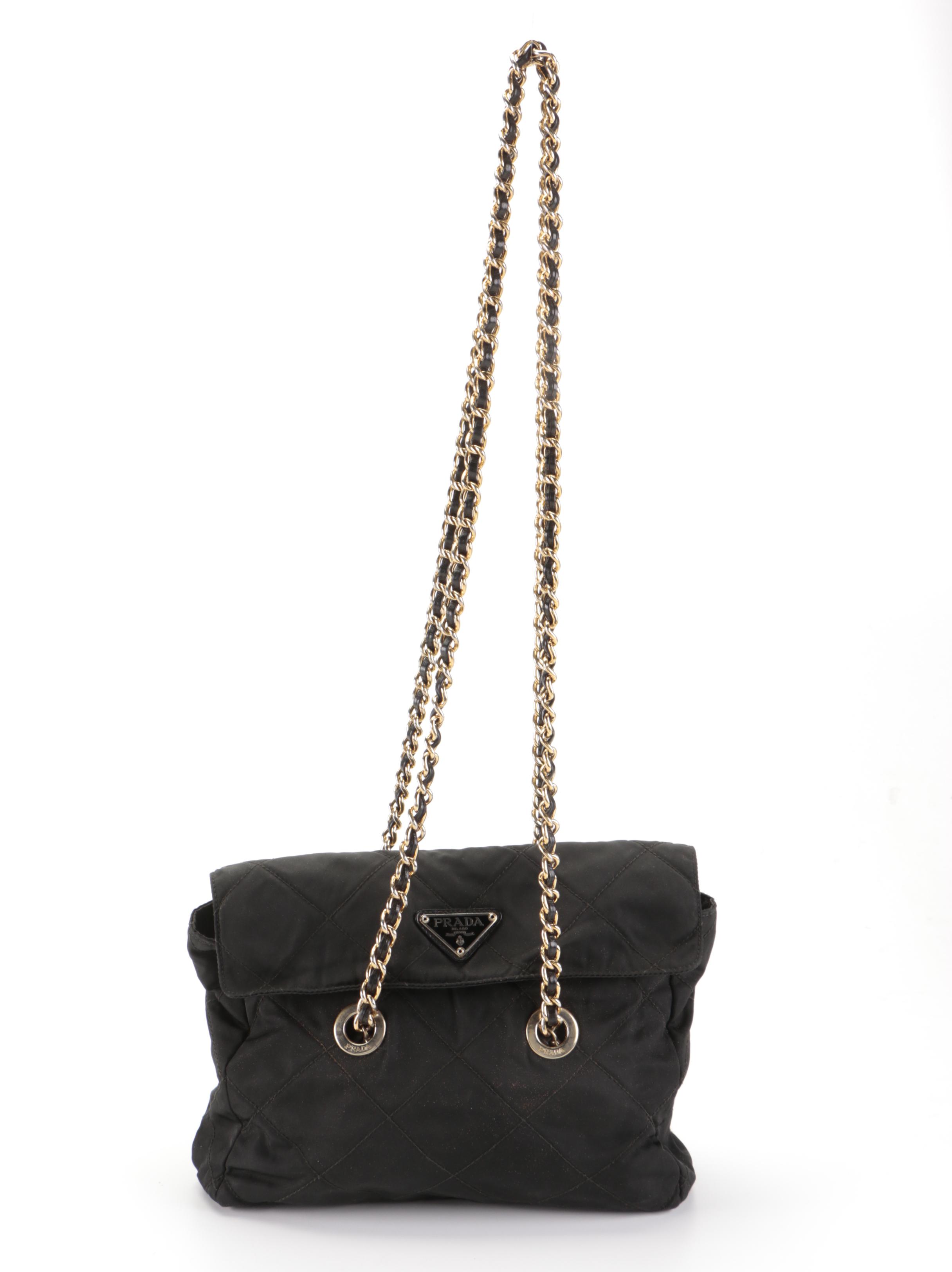 Prada Chain Handle Shoulder Bag in Quilted Tessuto Nylon