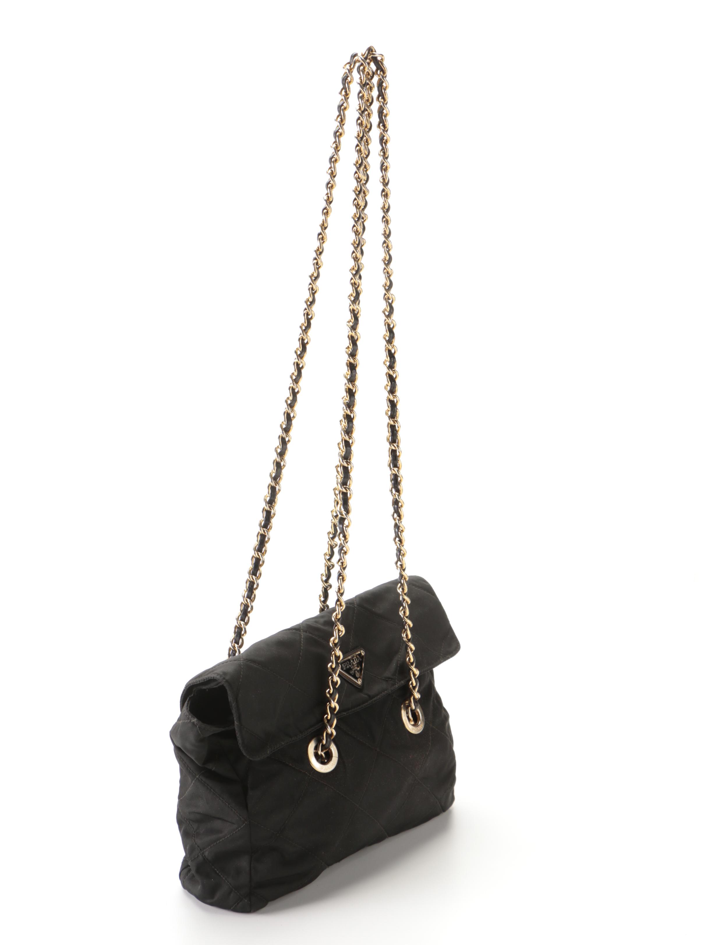 Prada Chain Handle Shoulder Bag in Quilted Tessuto Nylon