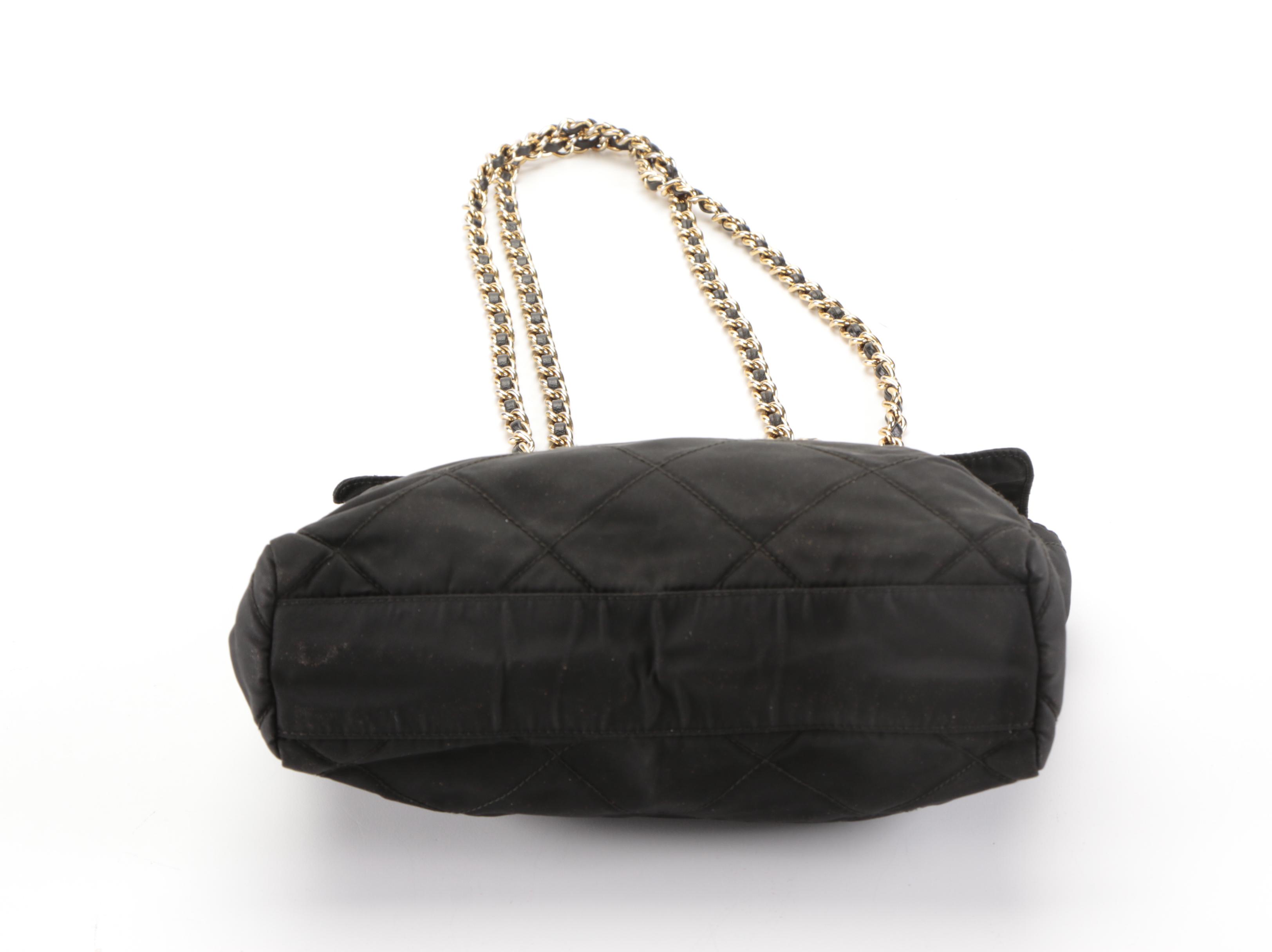 Prada Chain Handle Shoulder Bag in Quilted Tessuto Nylon