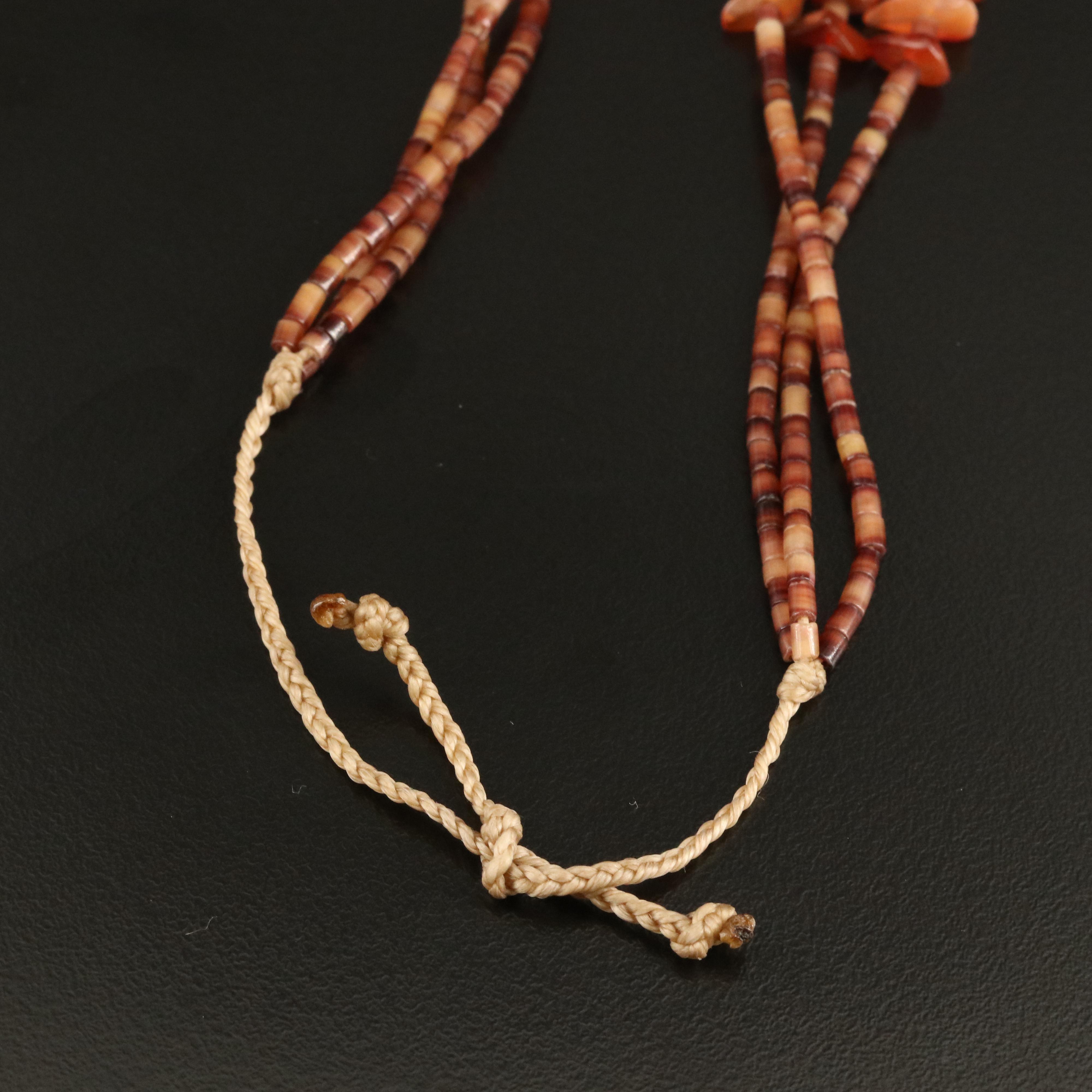 Triple Strand Necklace with Agate, Turquoise and Shell