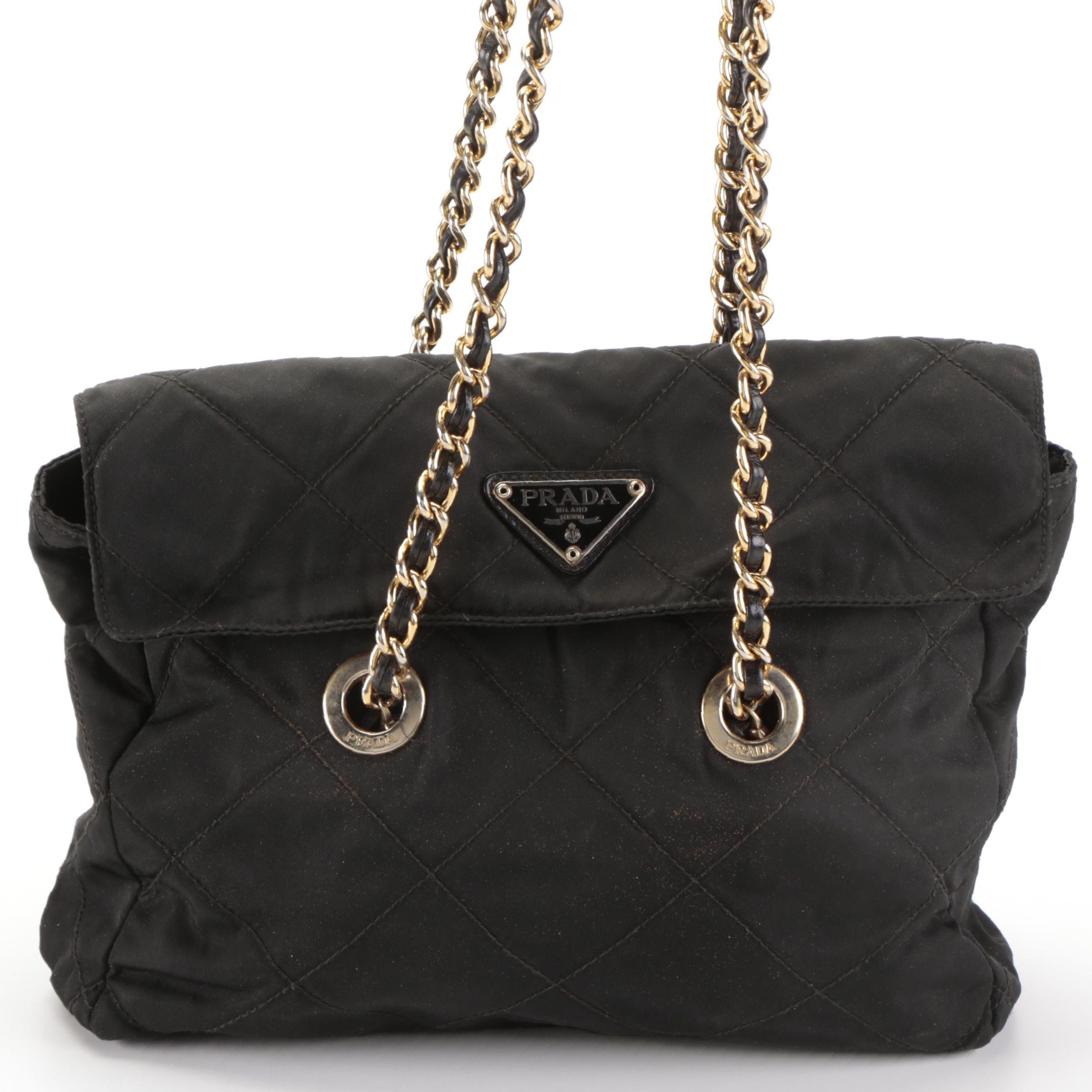 Prada Chain Handle Shoulder Bag in Quilted Tessuto Nylon