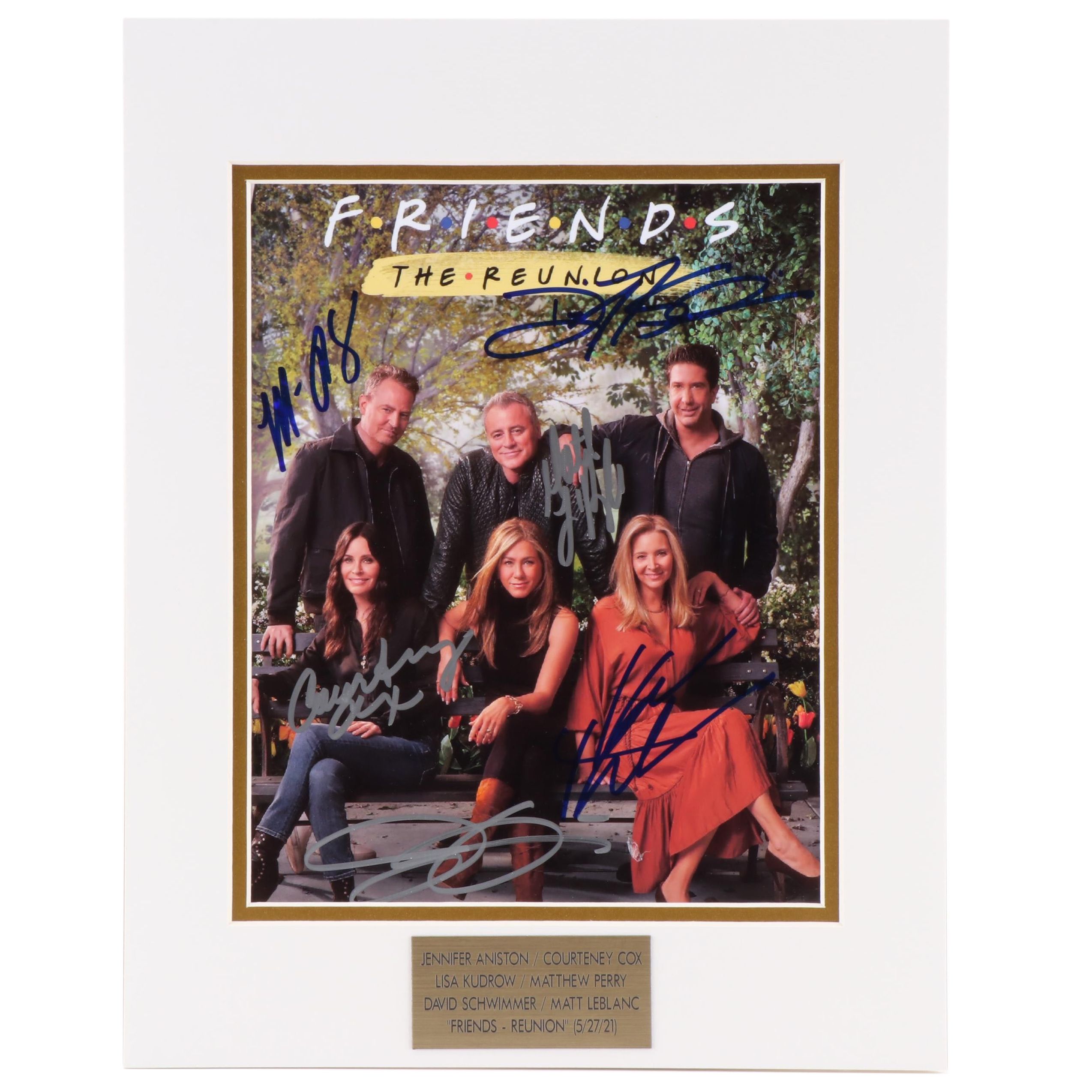 Aniston, Cox, Kudrow, Perry, Schwimmer, and Leblanc Signed "Friends" TV Print