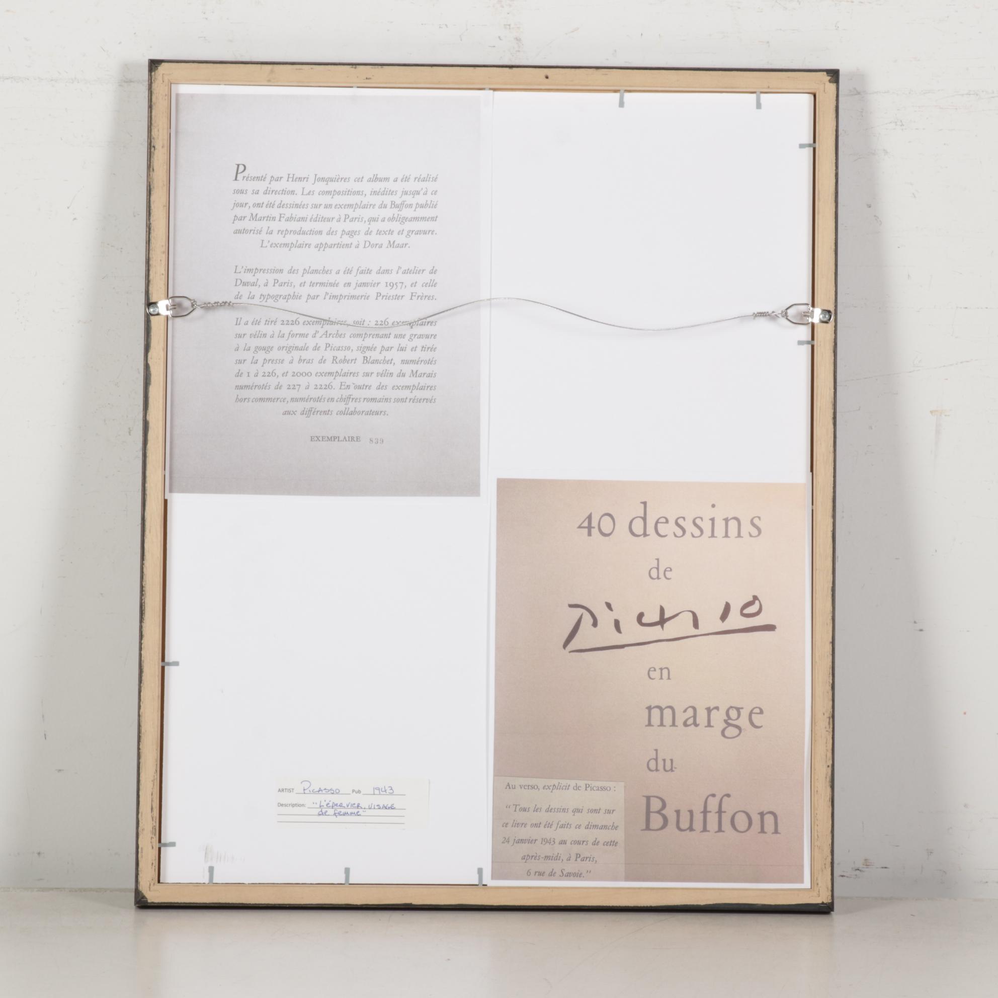 Collotype After Pablo Picasso "L'épervier, visage de femme" 1957