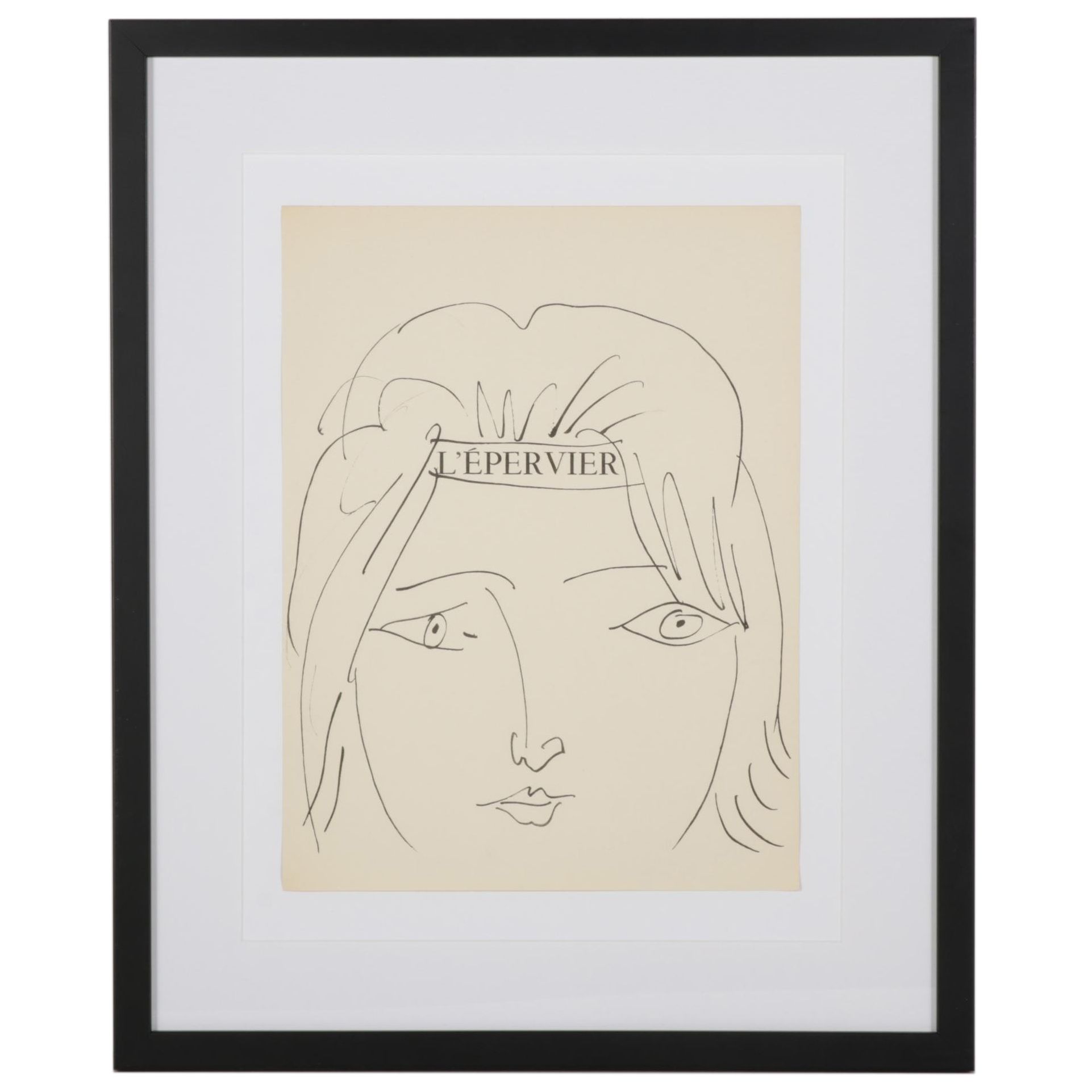 Collotype After Pablo Picasso "L'épervier, visage de femme" 1957