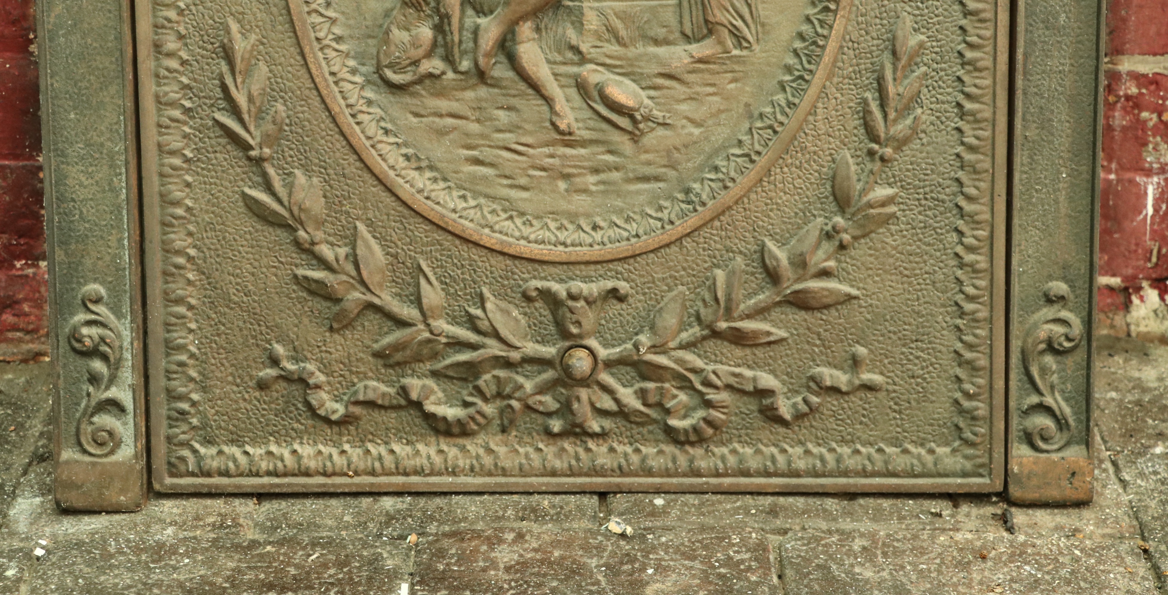 Cheerful Co. Cast Iron Grate with Other Fireplace Surround with Summer Cover