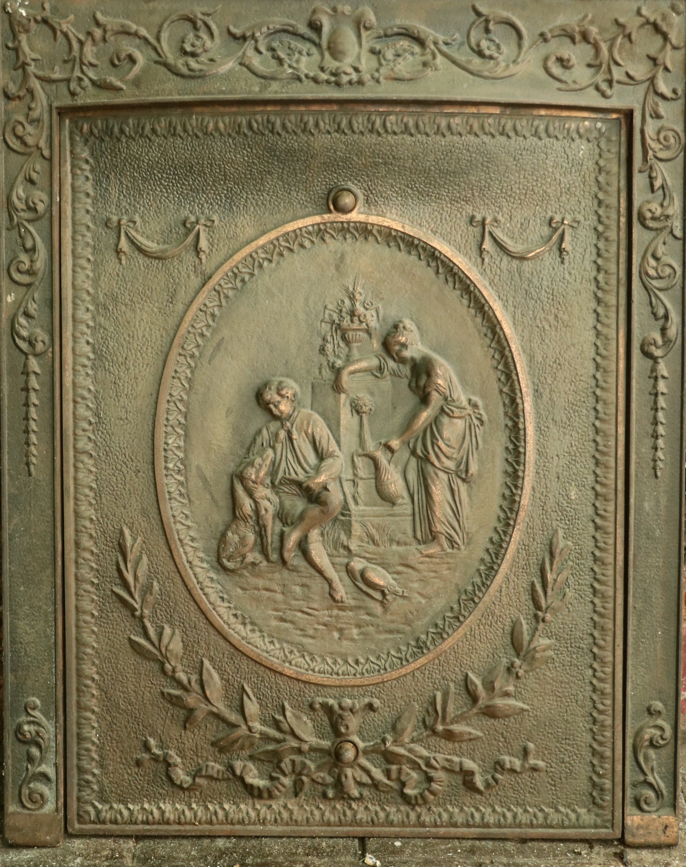 Cheerful Co. Cast Iron Grate with Other Fireplace Surround with Summer Cover