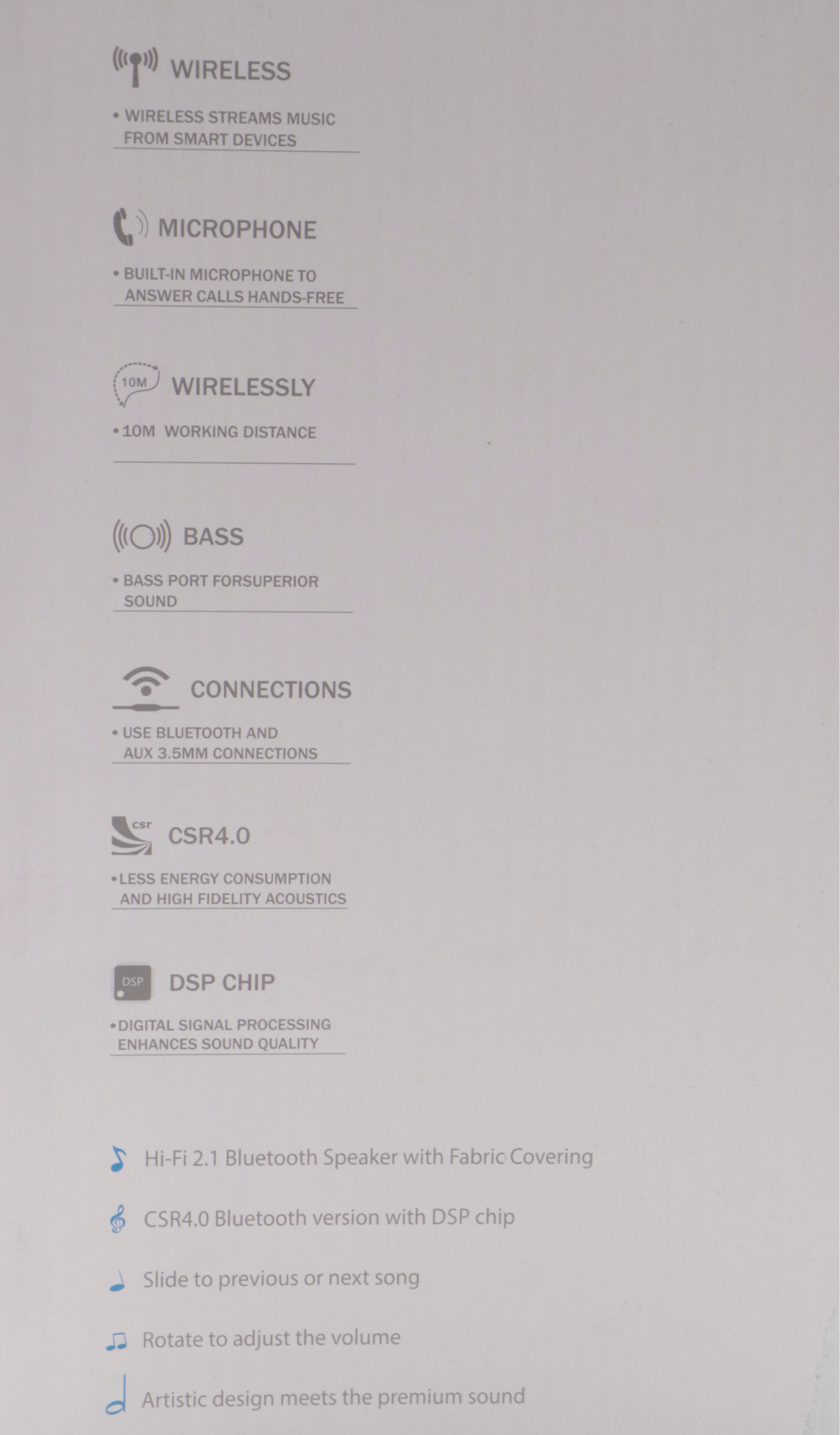 Grammi Wireless Bluetooth Speaker with Subwoofer, Contemporary